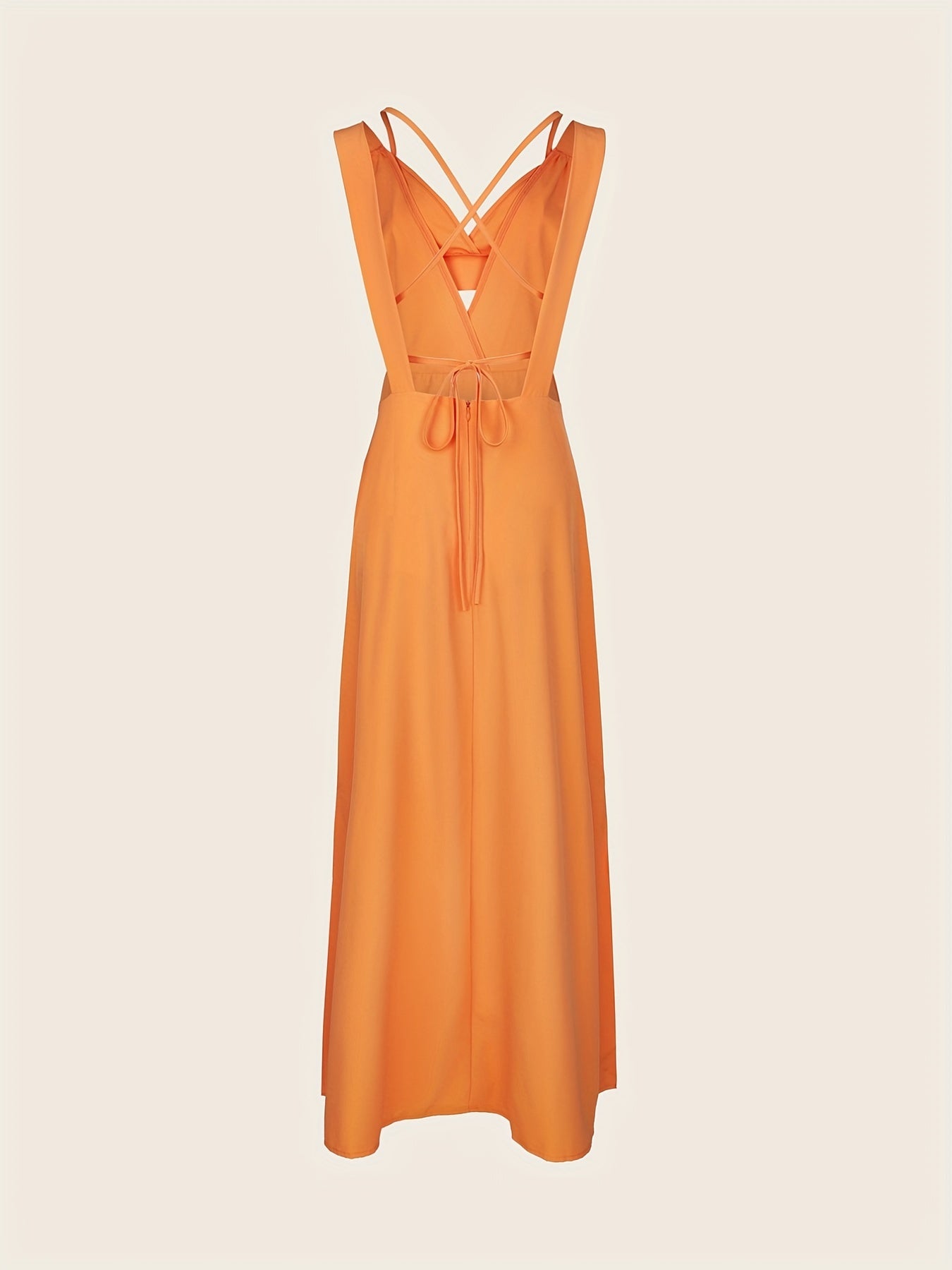 Sexy Solid Two-piece Set, Backless Crop Cami Top & Split Tank Dress Outfits, Women's Clothing