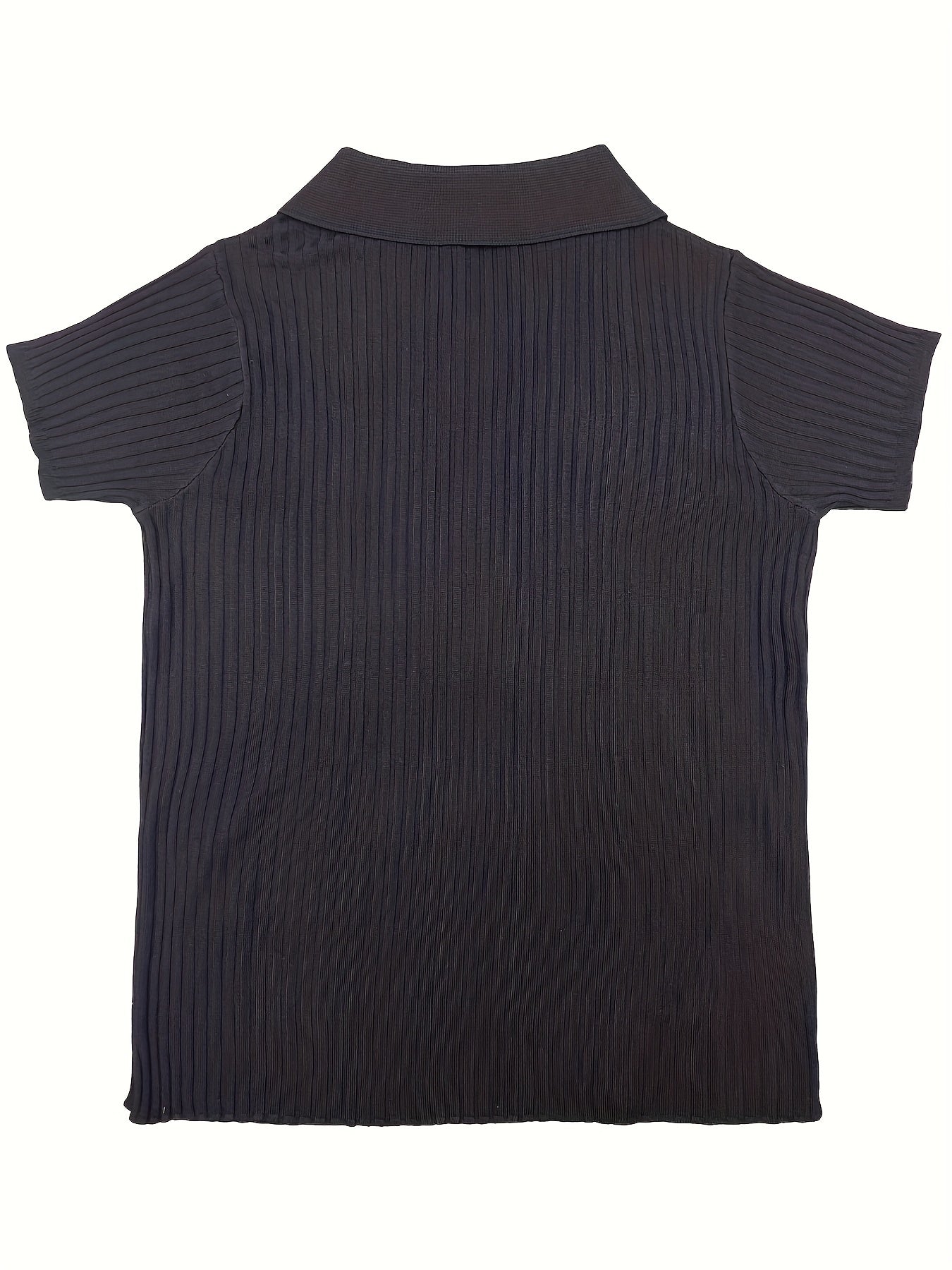Sixsr Button Front V Neck Knit Sweater, Elegant Short Sleeve Slim Summer Knit Sweater, Women's Clothing