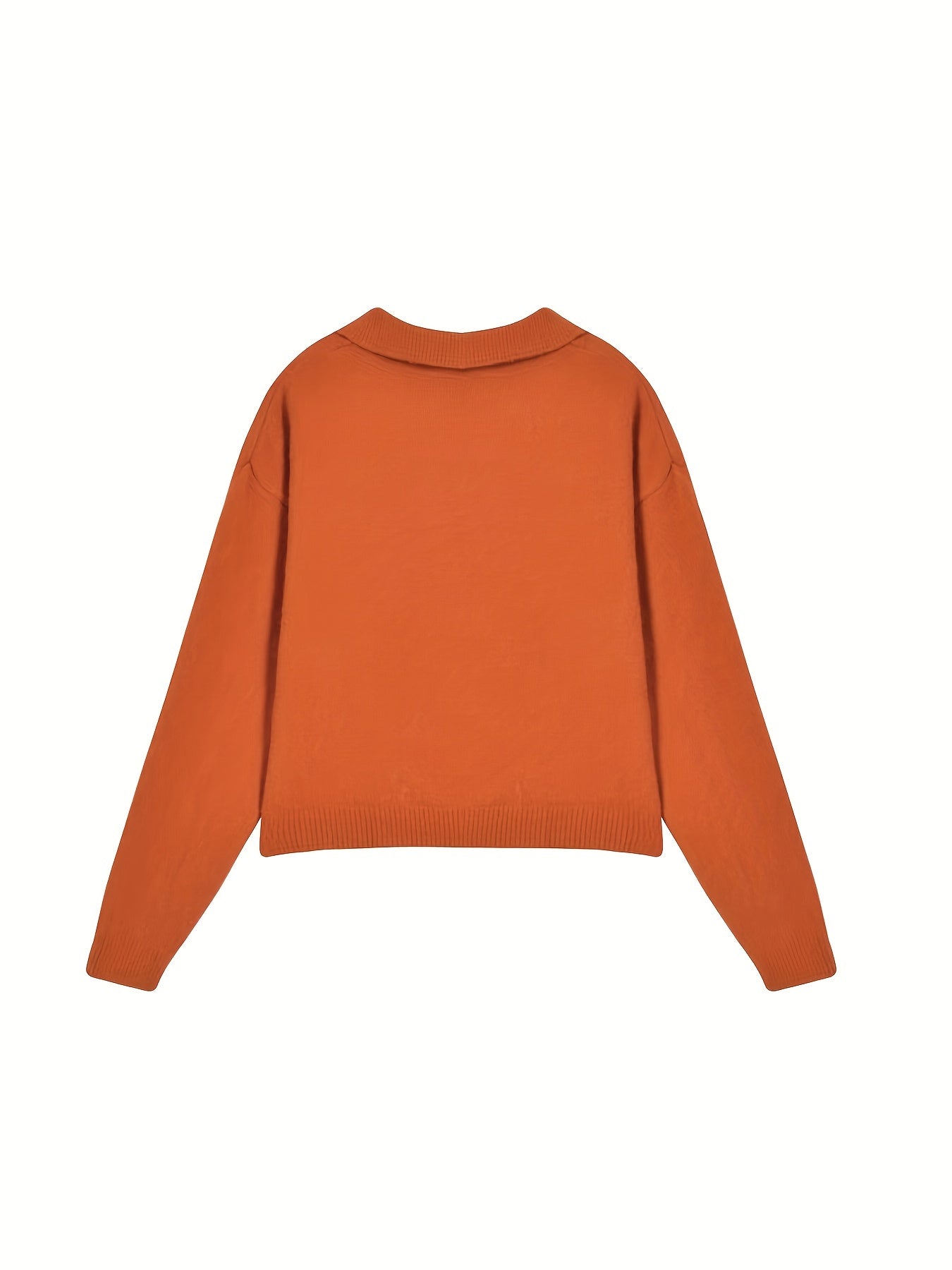 Sixsr Solid Notched Collar Pocket Sweater, Casual Long Sleeve Drop Shoulder Sweater, Women's Clothing