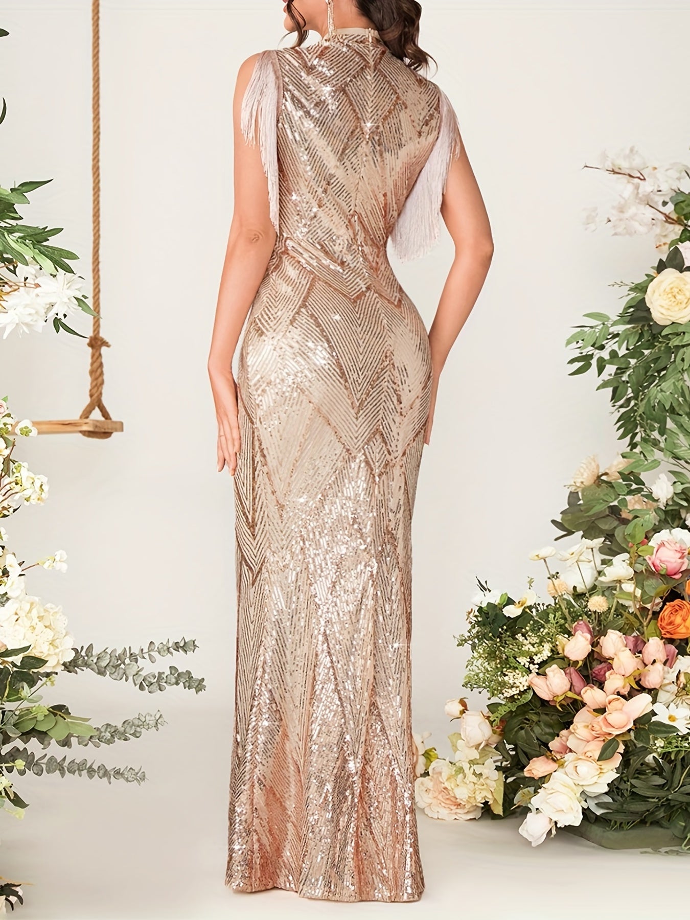 Elegant Mermaid Tassel Hem Bridesmaid Dress for Wedding Party - Perfect Women's Clothing