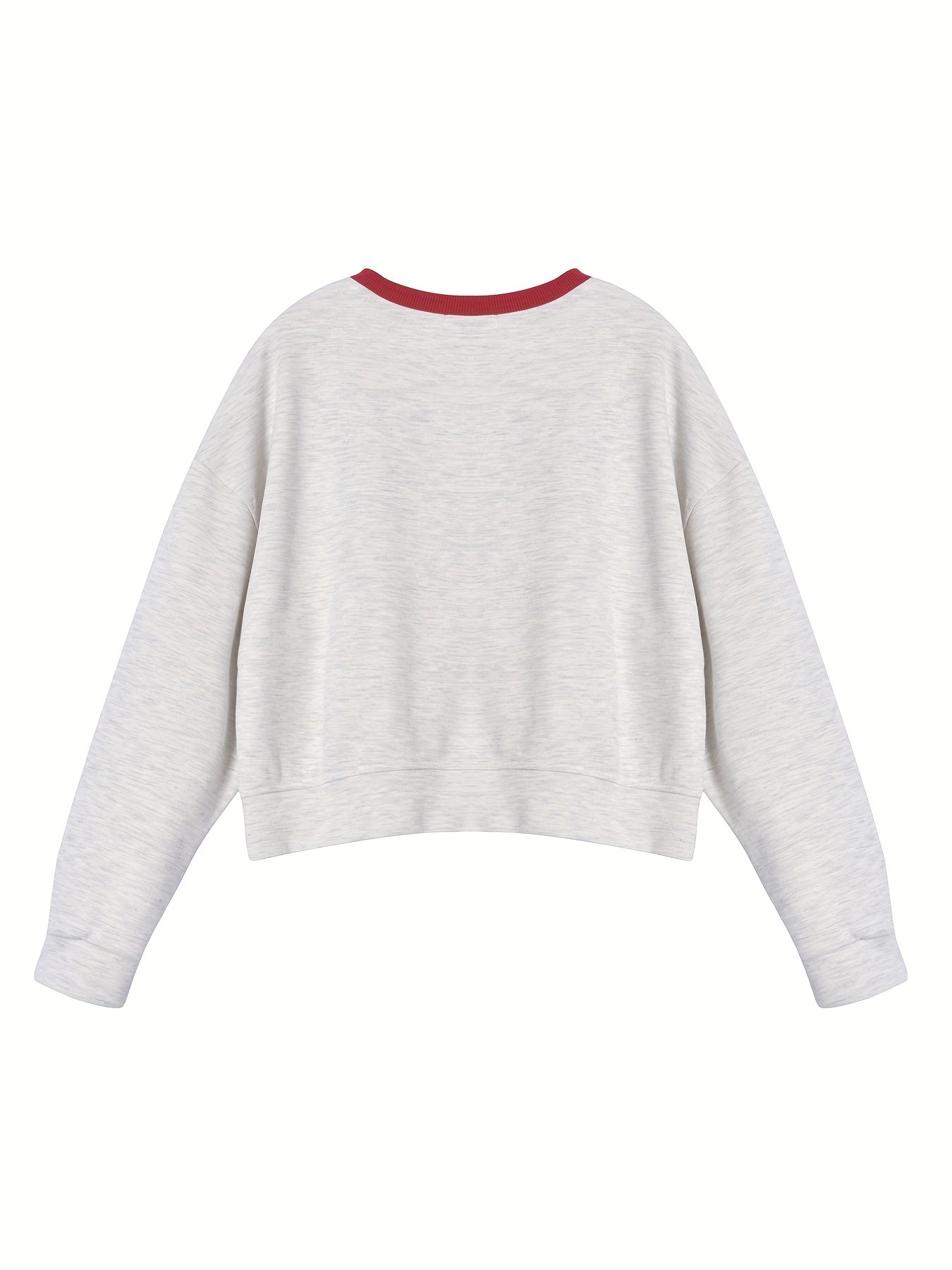 Sixsr Crew Neck Pullover Sweatshirt, Casual Long Sleeve Crop Sweatshirt For Spring & Fall, Women's Clothing