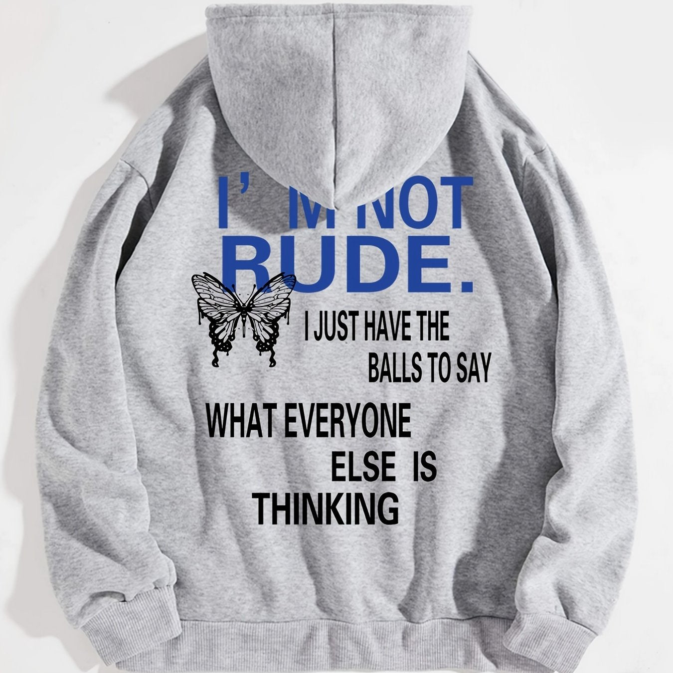 Sixsr Butterfly Letter Print Drawstring Loose Hoodie, Casual Hooded Pocket Fashion Long Sleeve Sweatshirt, Women's Clothing