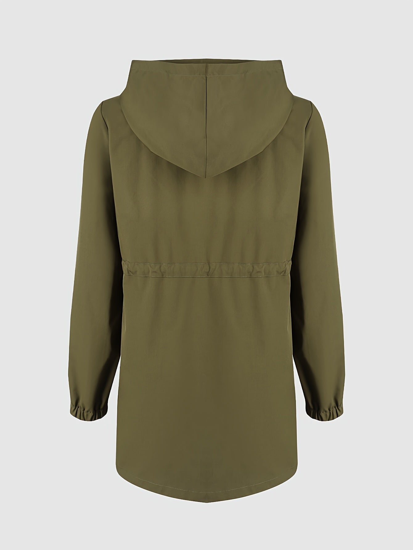 Sixsr Color Block Drawstring Jacket, Elegant Zip Up Hooded Long Sleeve Outerwear, Women's Clothing