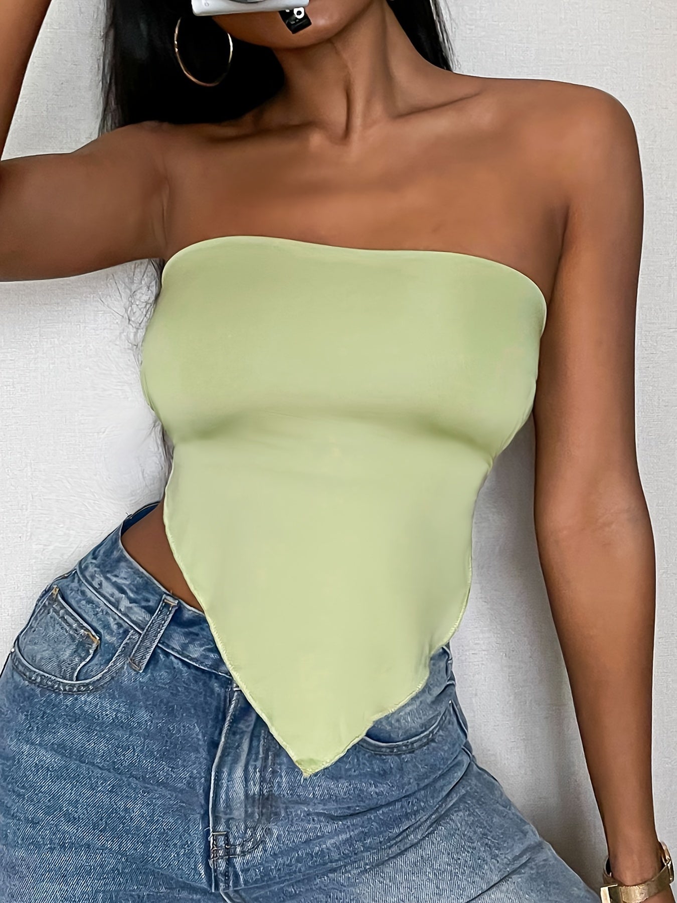 Solid Crop Halter Top, Casual Every Day Top For Summer & Spring, Women's Clothing