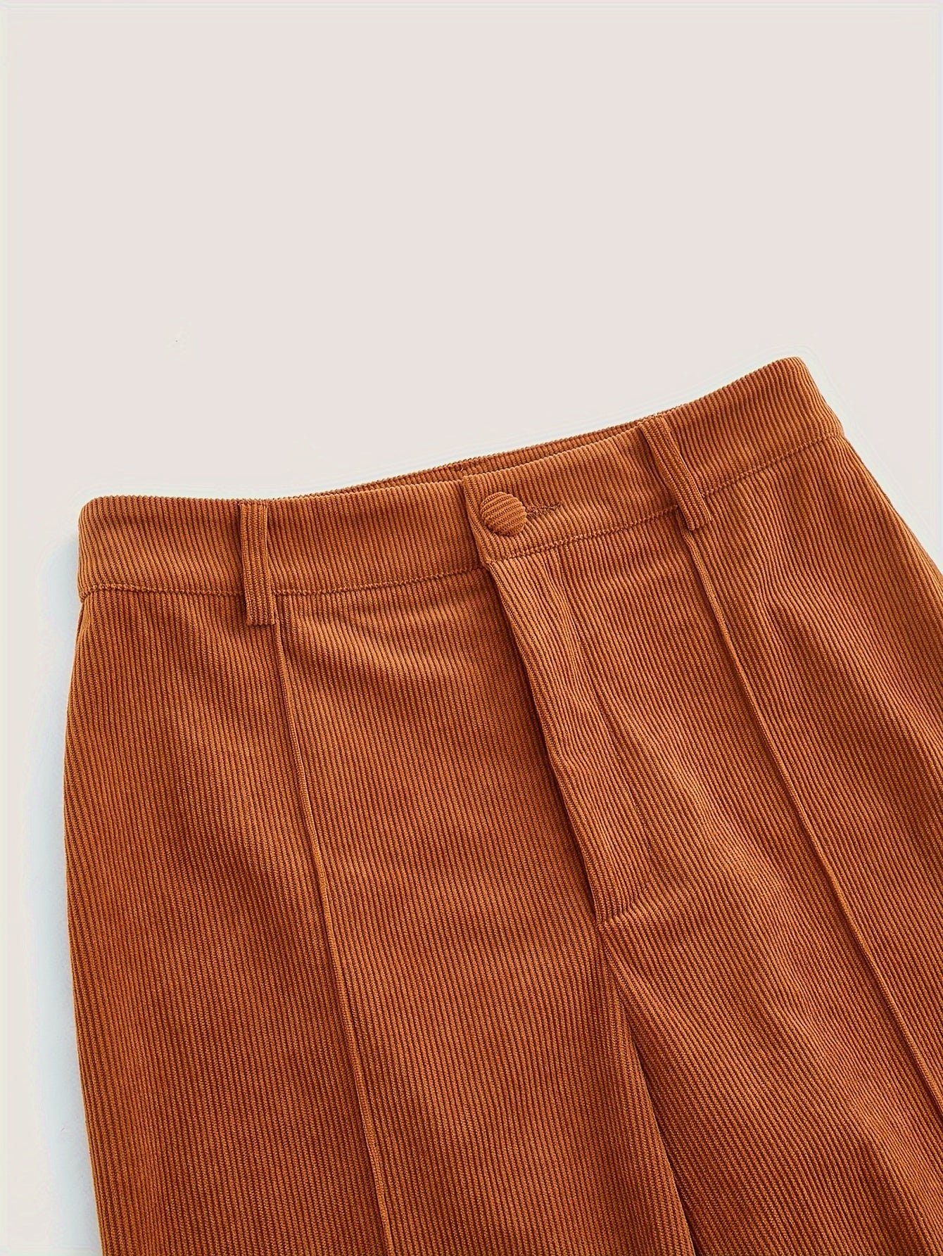 Sixsr Solid Corduroy Button Front Pants, Casual Wide Leg Pants For Fall & Winter, Women's Clothing