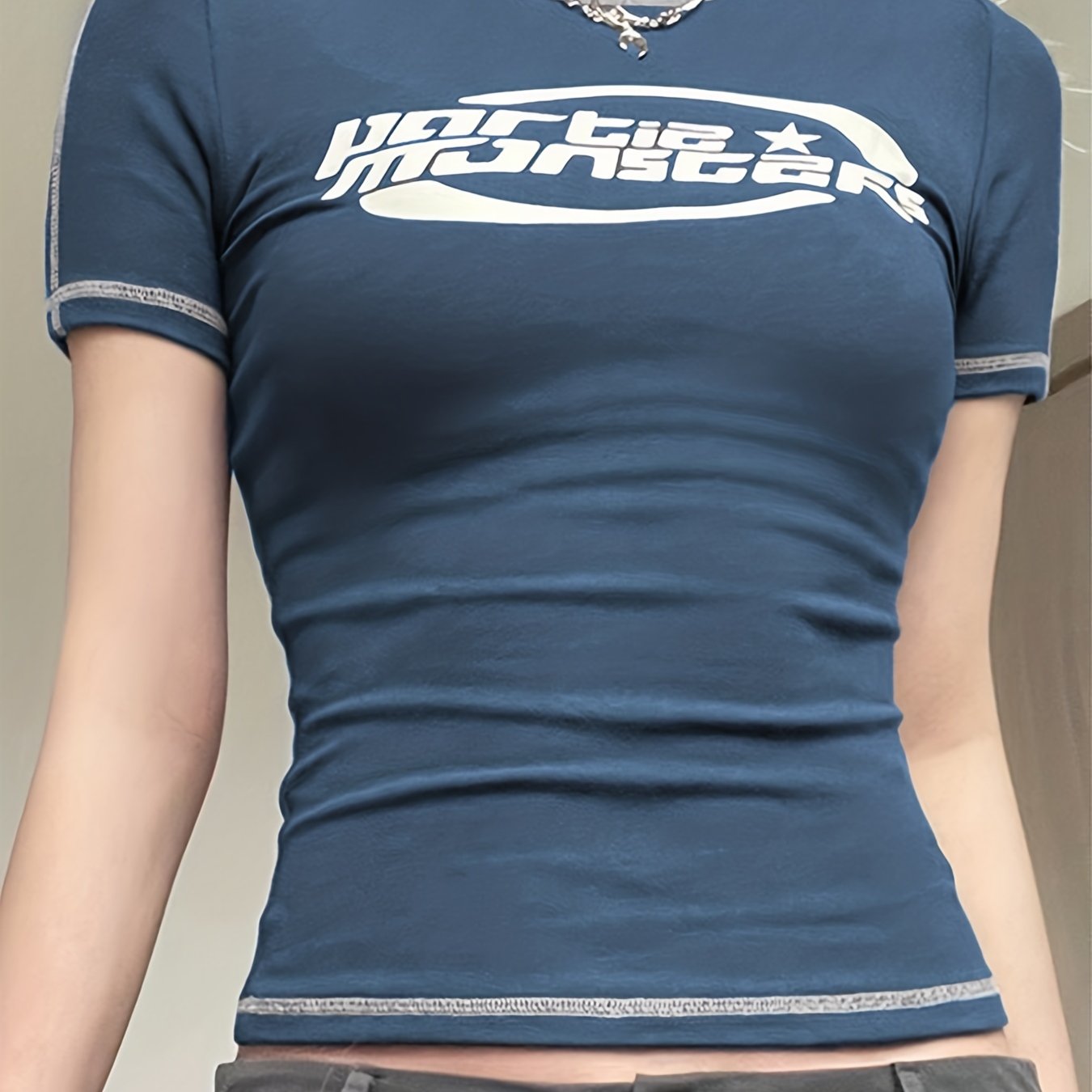 Sixsr Y2K Short Sleeve T-Shirt, Summer Casual Top, Women's Clothing