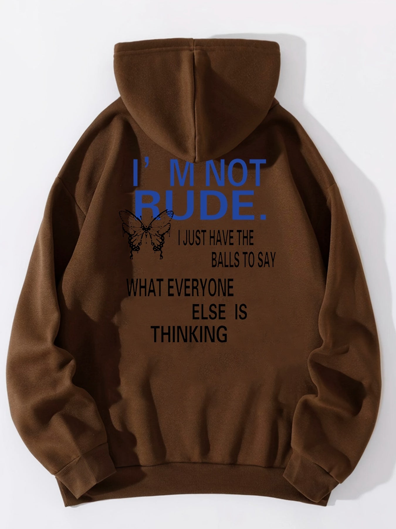 Sixsr Butterfly Letter Print Drawstring Loose Hoodie, Casual Hooded Pocket Fashion Long Sleeve Sweatshirt, Women's Clothing
