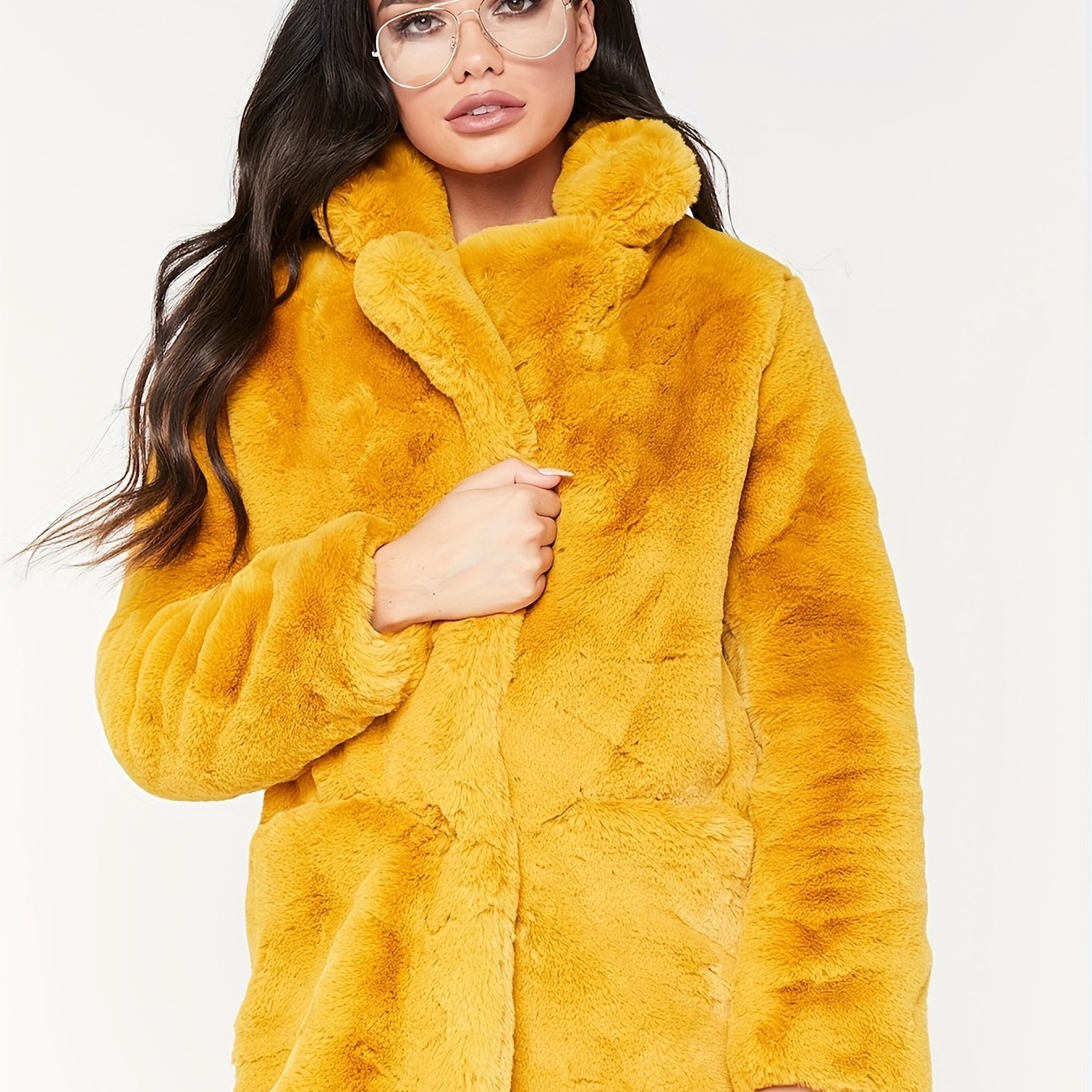 Sixsr Winter Warm Plush Loose Coat, Casual Long Sleeve Fashion Teddy Outerwear, Women's Clothing