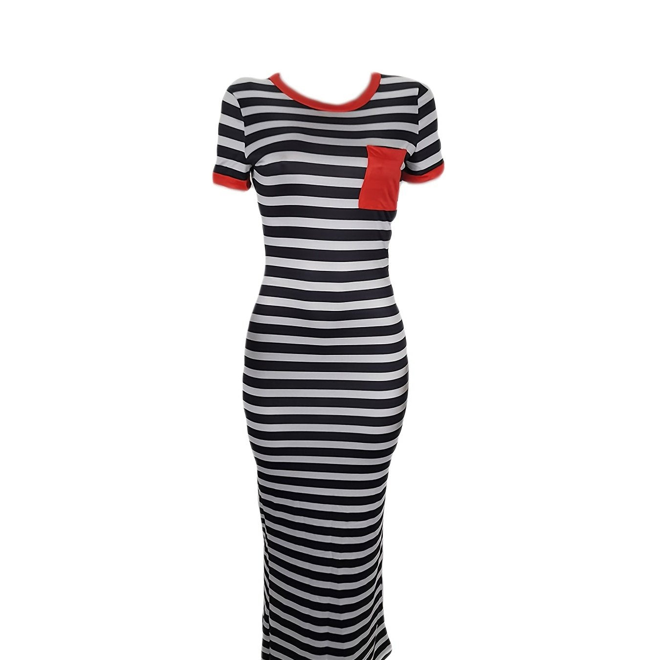 Sixsr Striped Print Bodycon Dress, Casual Crew Neck Short Sleeve Dress, Women's Clothing