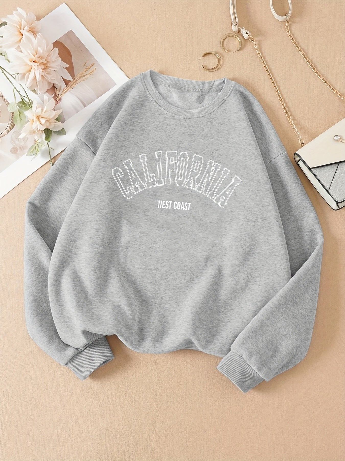 Letter Graphic Fashion Sports Sweatshirt, Round Neck Long Sleeve Active Sweatshirts For Autumn And Winter, Women's Tops
