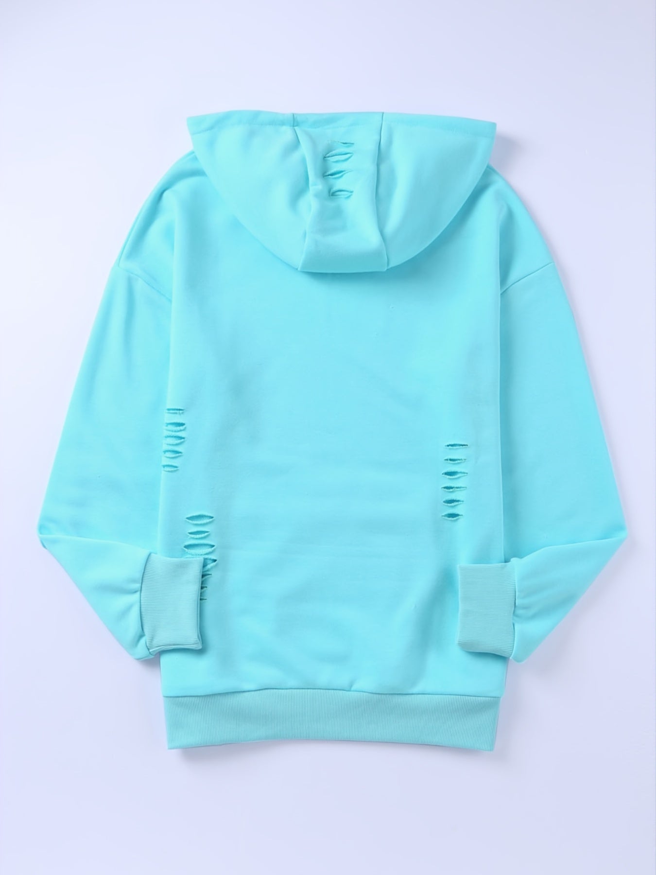 Sixsr Women's Sweatshirt Shabby Distressed Drawstring Hoodie