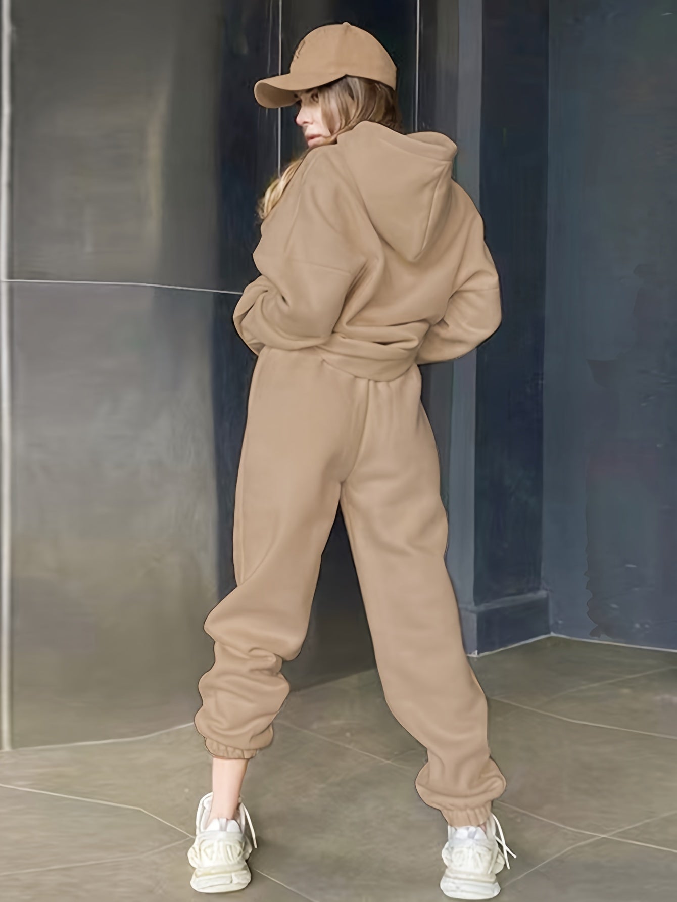 Sixsr Casual Solid Two-piece Set, Crew Neck Long Sleeve Sweatshirt & Elastic Waist Joggers Outfits, Women's Clothing