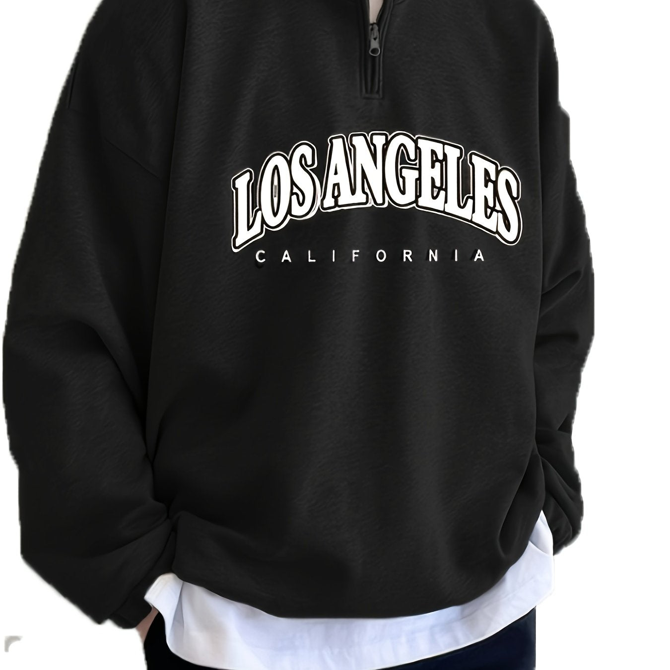 Sixsr Men's Fashion Trendy Letter Print Lapel Collar Long Sleeve Casual Sports Sweatshirt,Suitable For Outdoor Sports