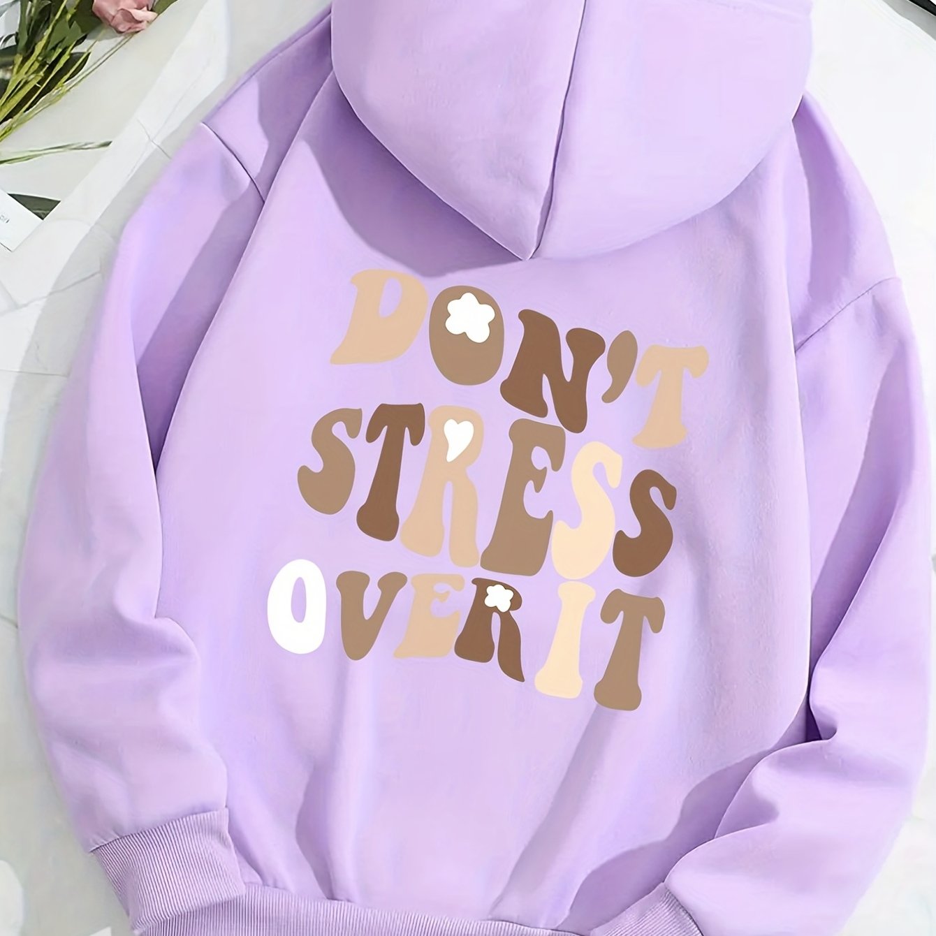 Sixsr Letters Graphic Hoodies, Long Sleeve Casual Everyday Kangaroo Pullover Tee Shirt, Women's Clothing