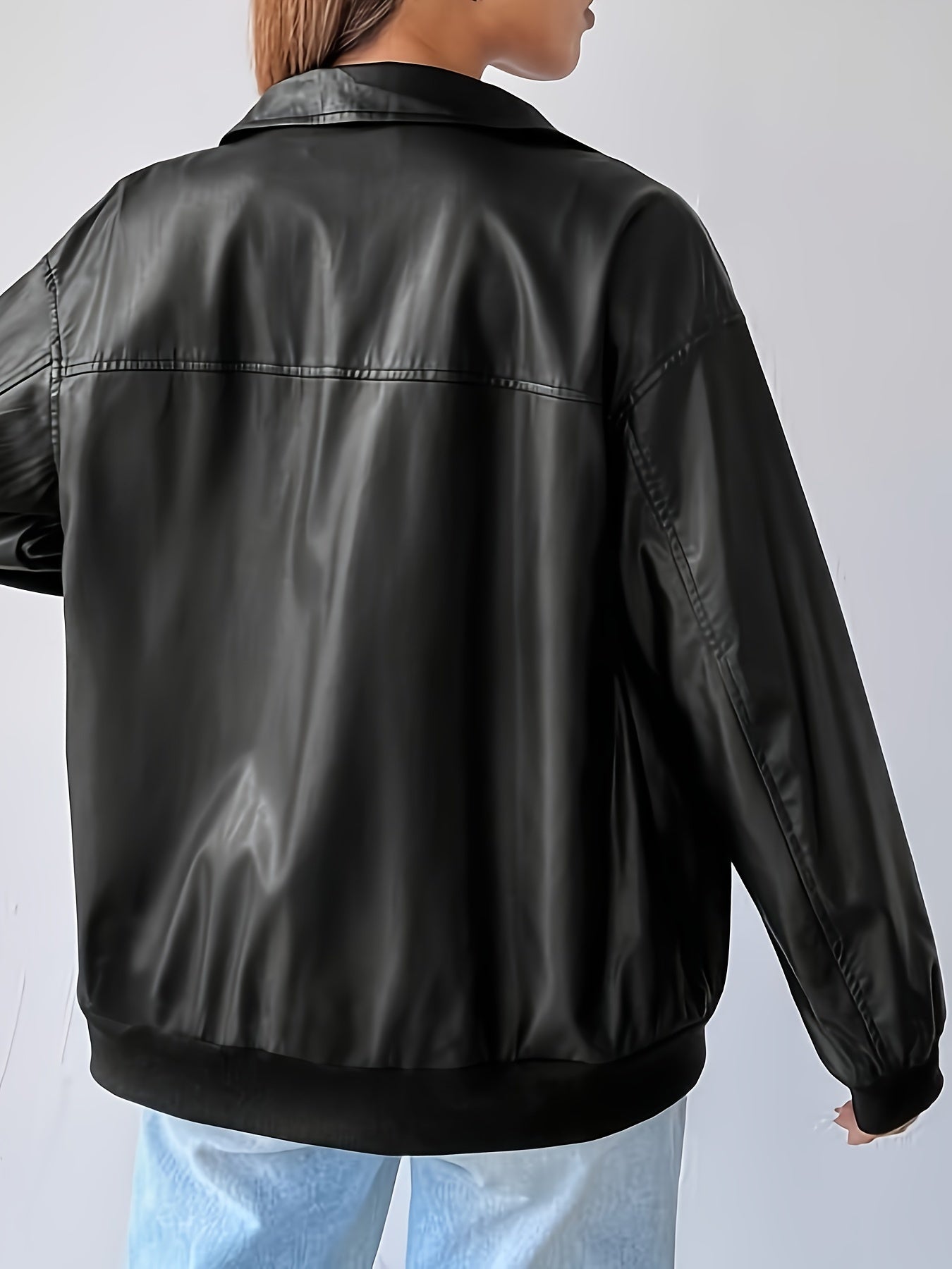 Sixsr Zip Up Pocket Front Jacket, Elegant Solid Long Sleeve Outerwear, Women's Clothing