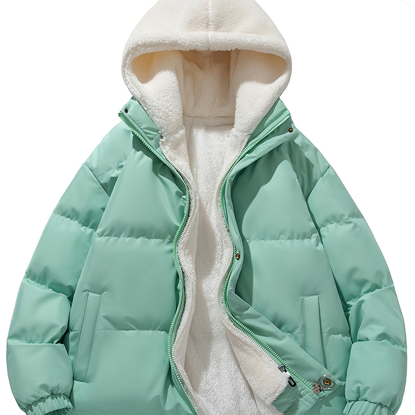 Sixsr Unisex Warm Fleece Hooded Winter Jacket, Casual Cotton Padded Coat For Men And Women Couples Fall Winter