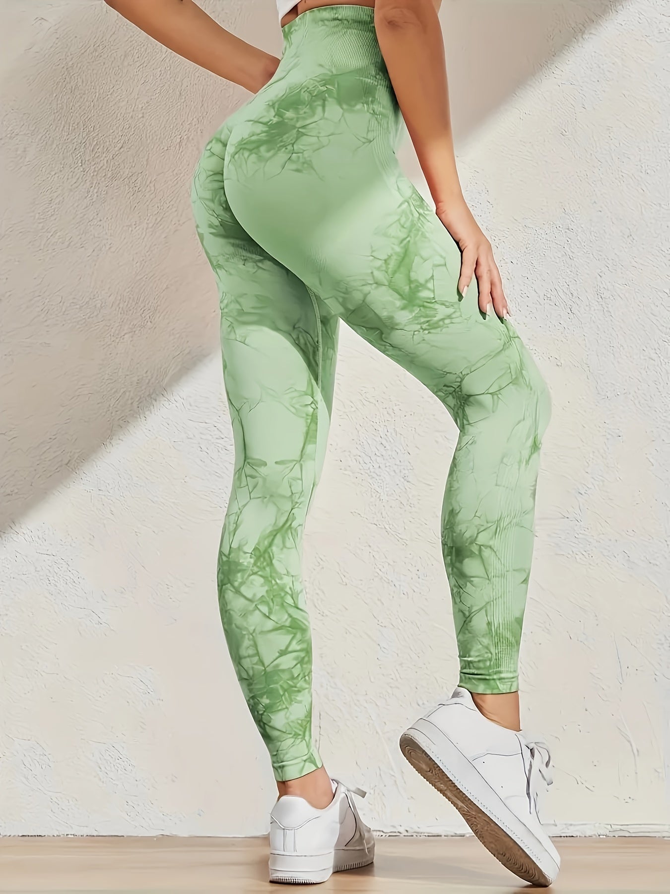 Sixsr Tie Dye Seamless Yoga Pants, High Waist Slim Fit High Stretch Yoga Leggings, Women's Activewear