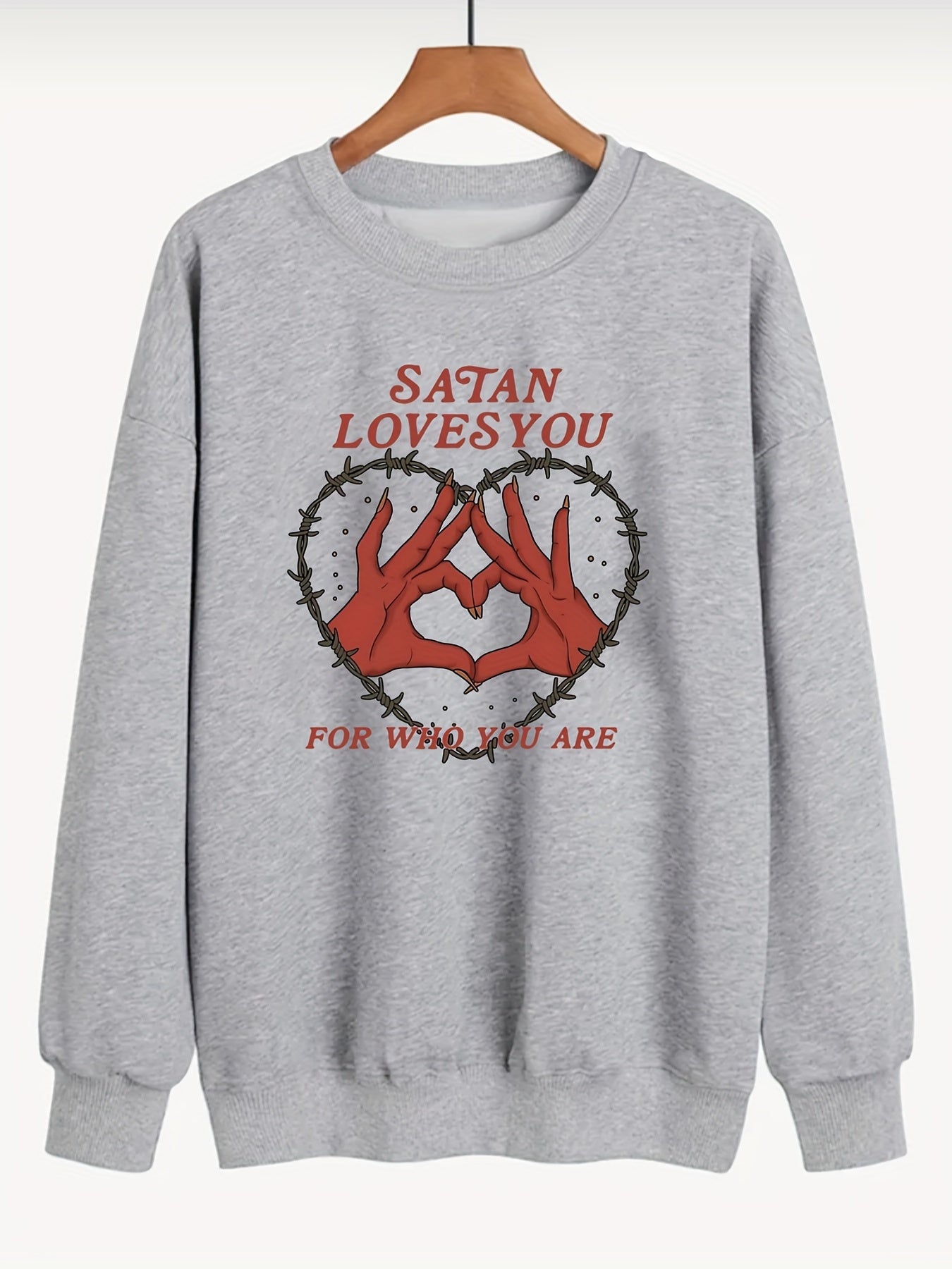 Sixsr Plus Size Casual Sweatshirt, Women's Plus Graphic & Slogan Print Long Sleeve Round Neck Sweatshirt