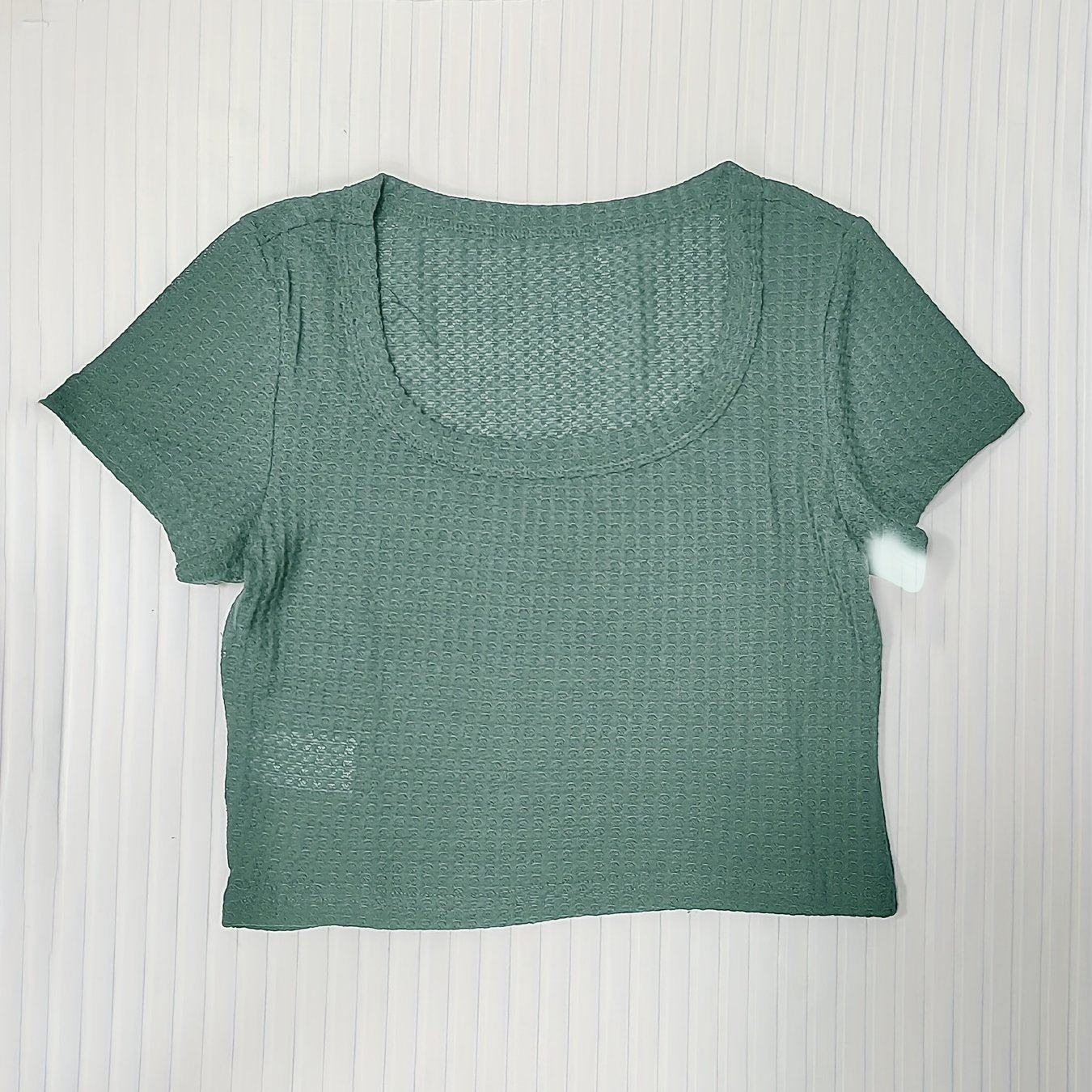 Sixsr Basics Solid Crew Neck Slim Crop T-shirt, Casual Short Sleeve Fashion Summer T-Shirts Crop Tops, Women's Clothing