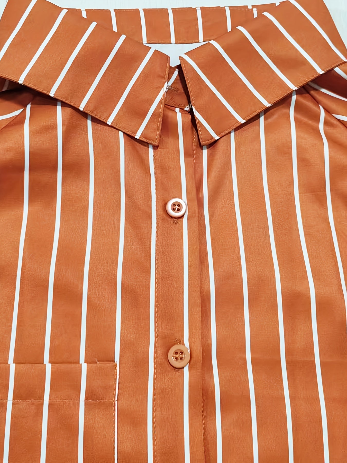 Sixsr Plus Size Casual Blouse, Women's Plus Striped Print Lantern Sleeve Button Up Lapel Collar Slight Stretch Tunic Shirt Top