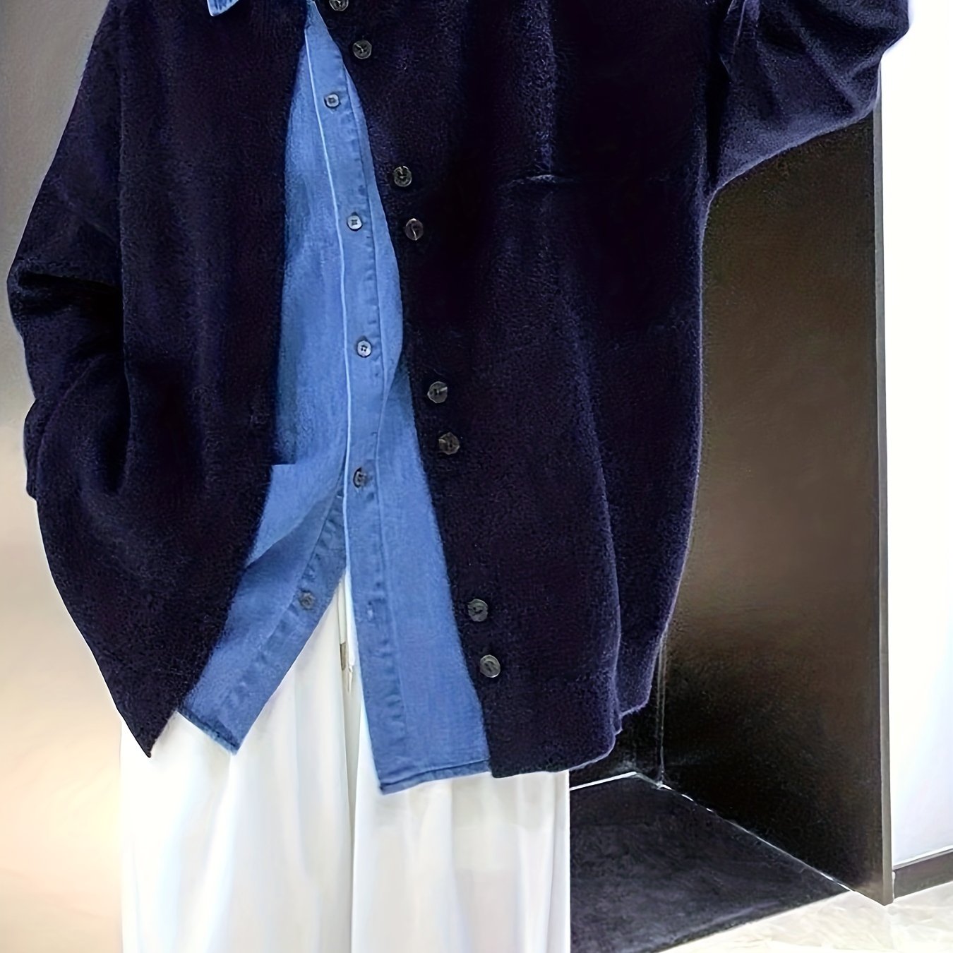 Sixsr Solid Button Down Knit Cardigan, Casual Long Sleeve Drop Shoulder Sweater, Women's Clothing