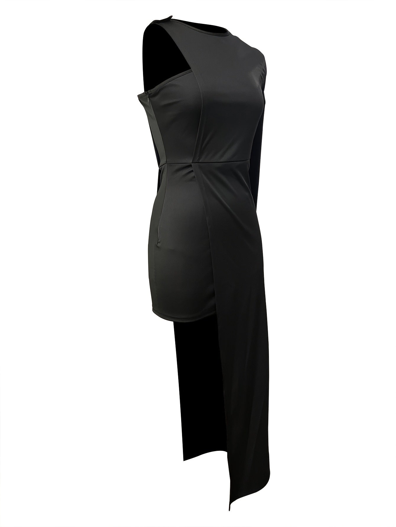 Sixsr Solid Asymmetric One Shoulder Dress, Long Semi Formal Elegant Dress, Women's Clothing