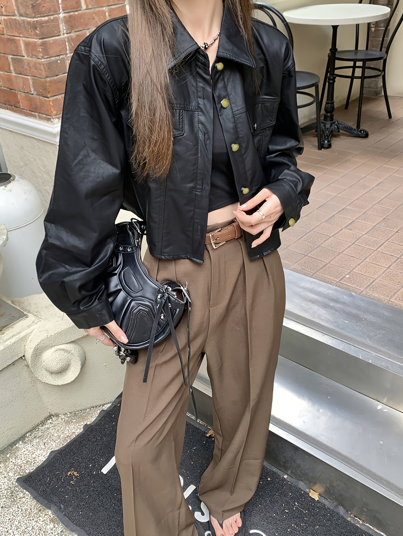 Sixsr Solid Button Front Jacket, Casual Long Sleeve Jacket For Fall & Winter, Women's Clothing