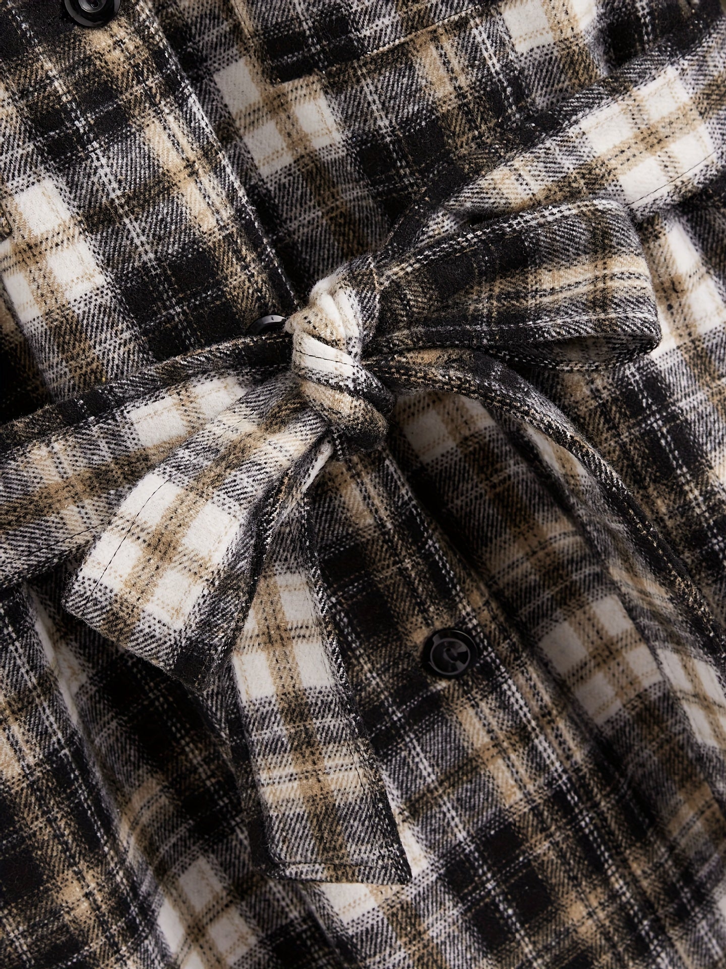 Sixsr Plus Size Casual Coat, Women's Plus Plaid Print Long Sleeve Button Up Overcoat With Belt