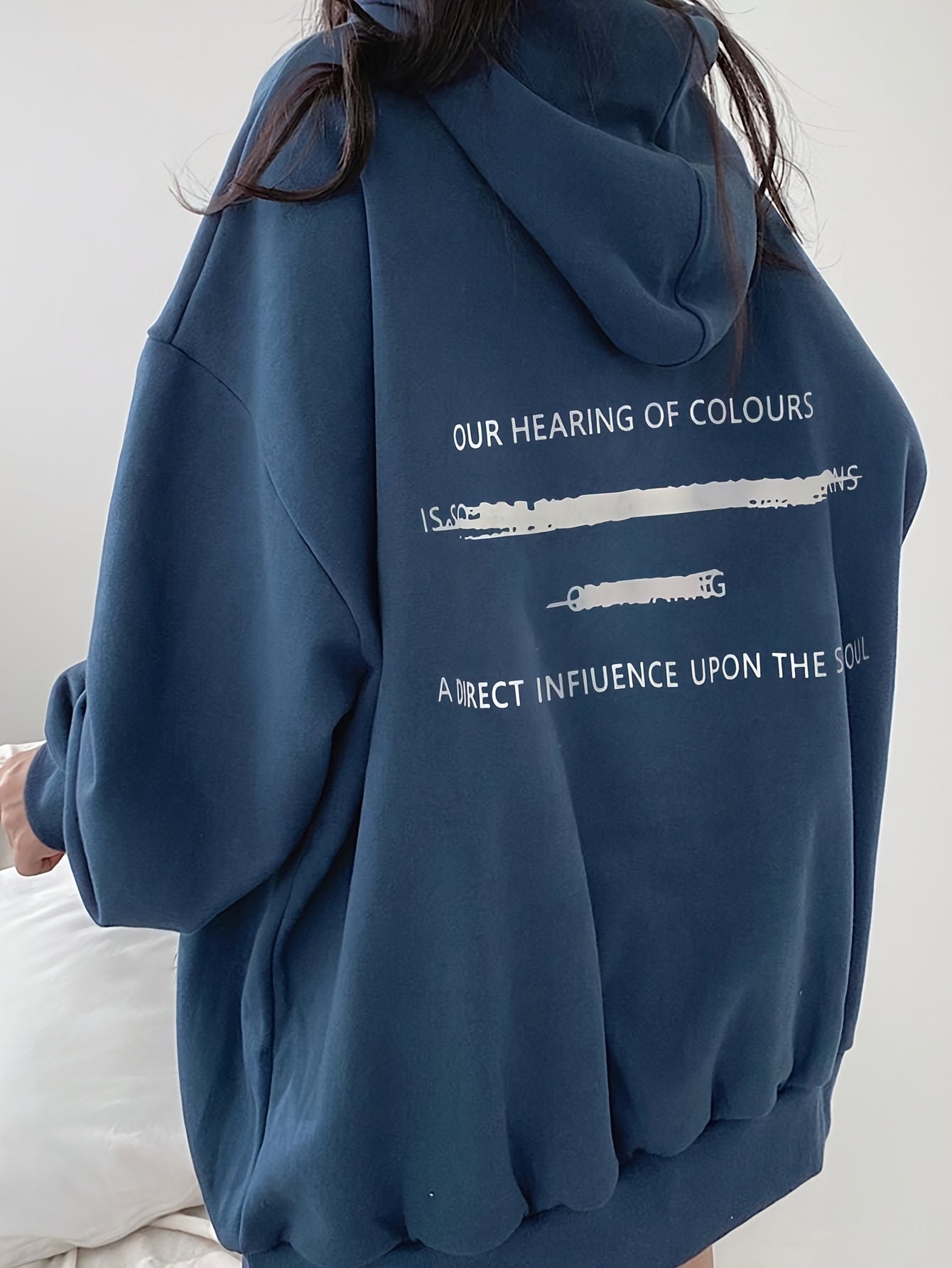 Sixsr Letter Print Drawstring Hoodie, Casual Long Sleeve Kangaroo Pocket Hoodie Sweatshirt, Women's Clothing