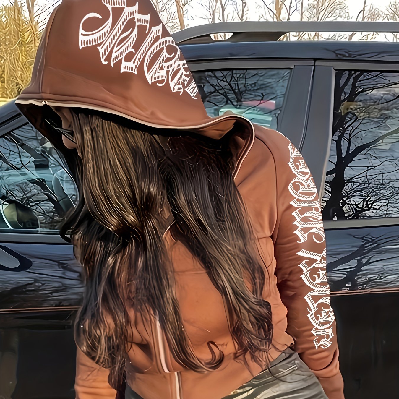 Sixsr Full Zip Up Hooded Sweatshirts, Long Sleeve Top Solid Color Jacket, Graphic Sweatshirt Hoodies Women's Sweatshirts