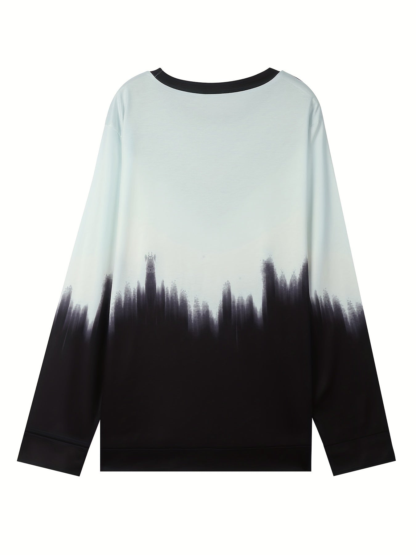 Sixsr Plus Size Boho Sweatshirt, Women's Plus Geometric Print Long Sleeve Round Neck Slight Stretch Sweatshirt