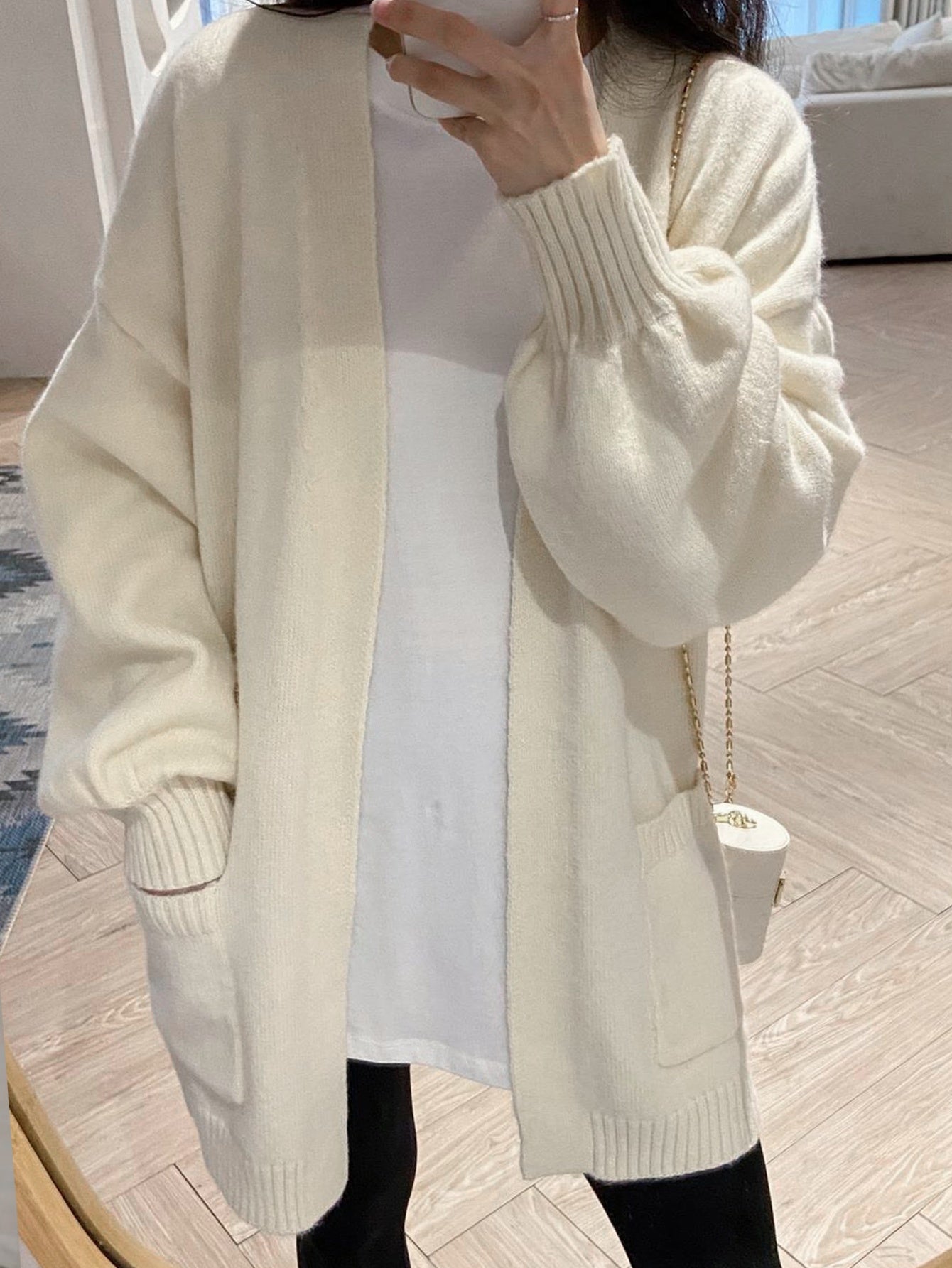 Sixsr Button Front Pockets Cardigan, Elegant Long Sleeve Cadigan For Spring & Fall, Women's Clothing