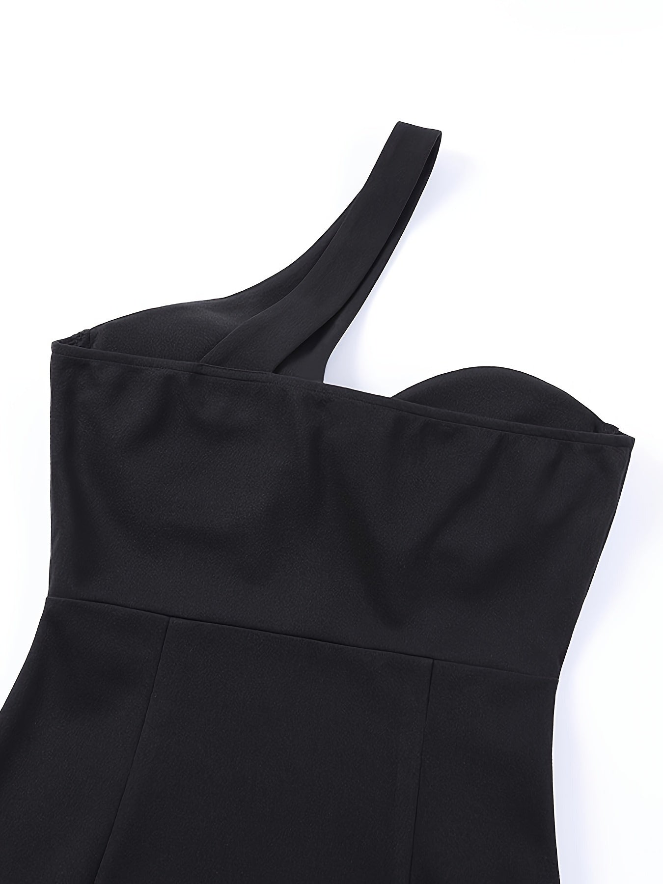 Sixsr One-shoulder Sleeveless Dress, Stylish Solid Color Split Hem Slim Dress, Women's Clothing