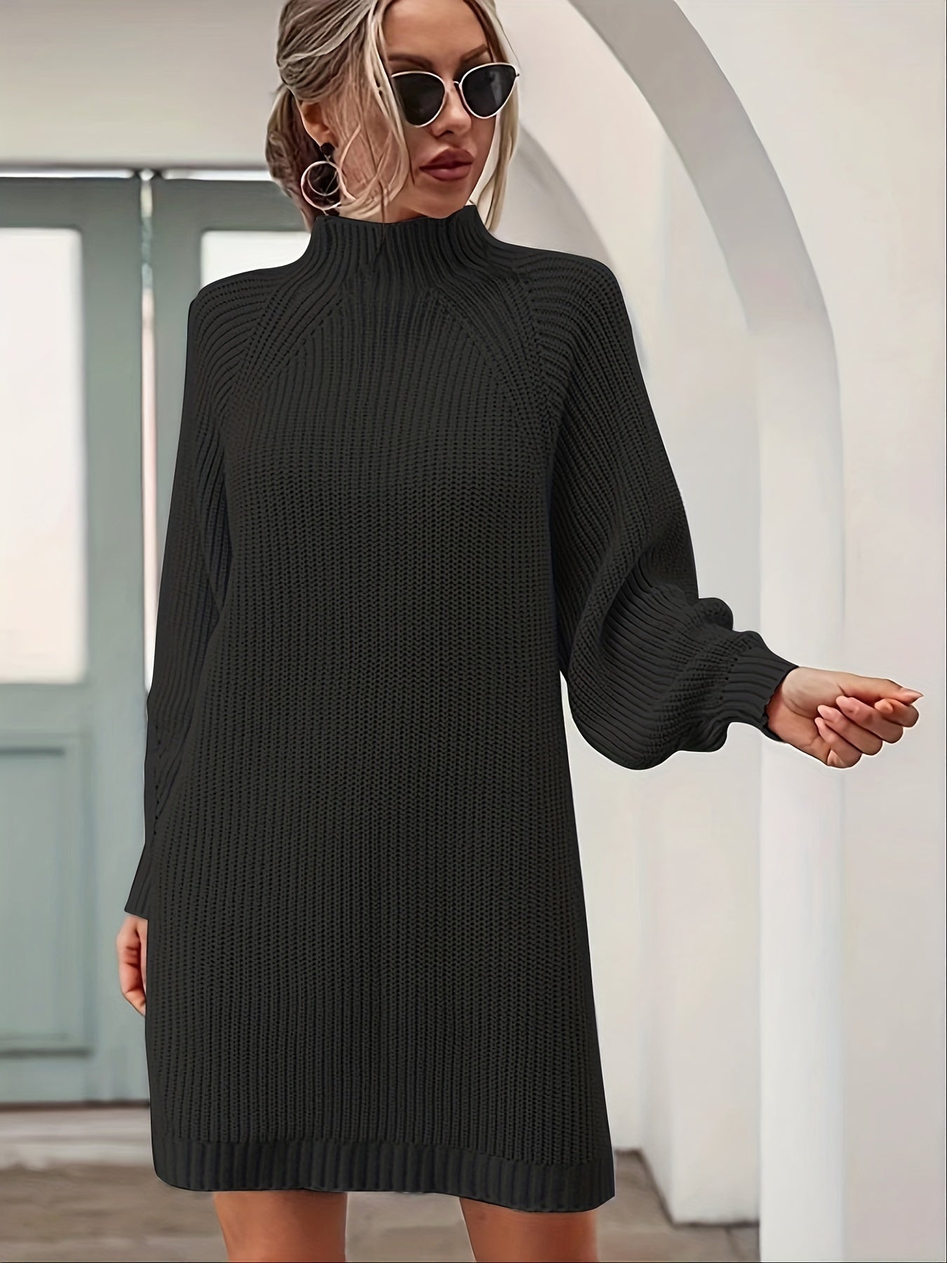 Sixsr Solid Knitted Pullover Top, Casual Turtleneck Long Sleeve Sweater For Fall & Winter, Women's Clothing