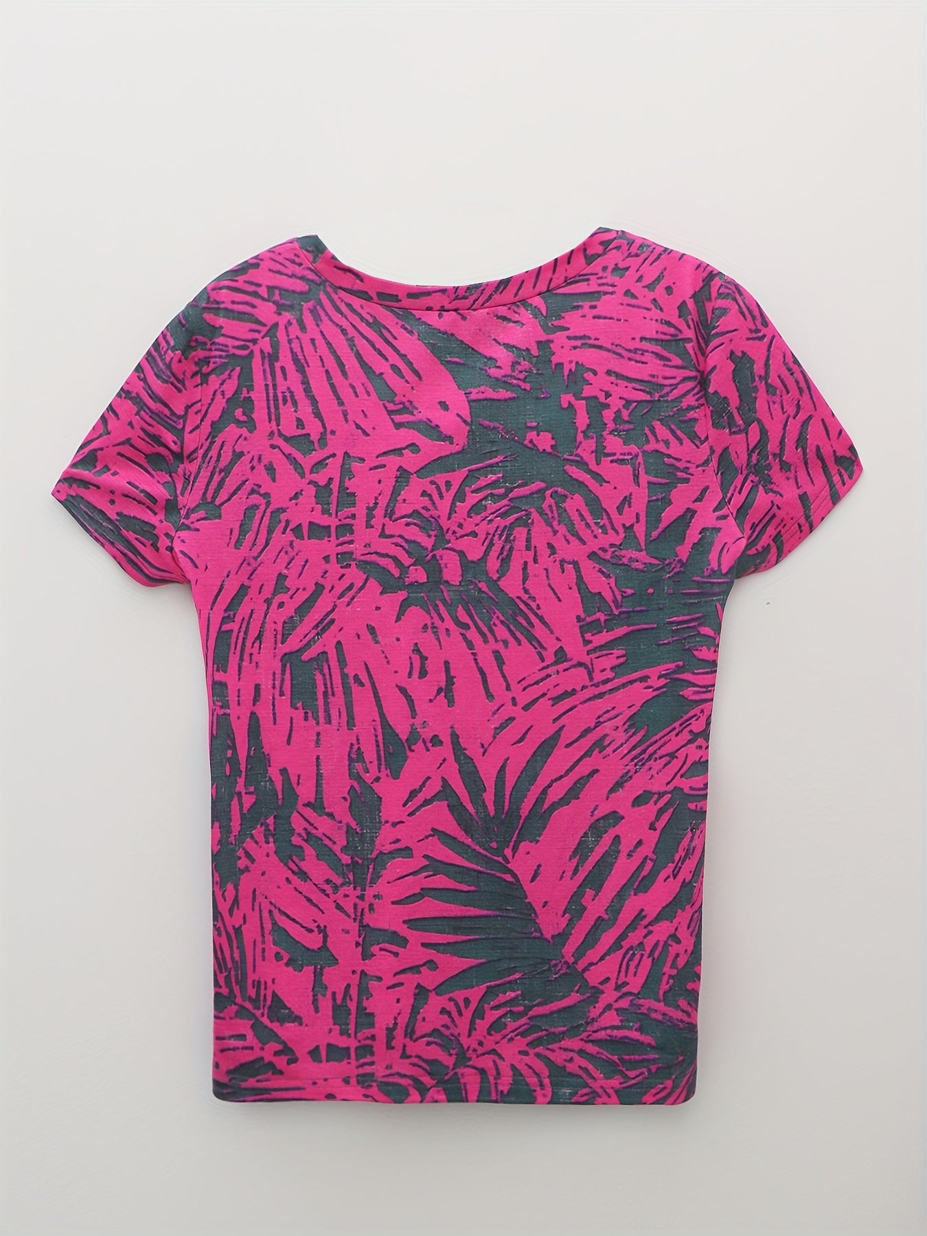 Sixsr Random Print Short Sleeve T-Shirt, Casual Crew Neck T-shirt For Spring & Summer, Women's Clothing