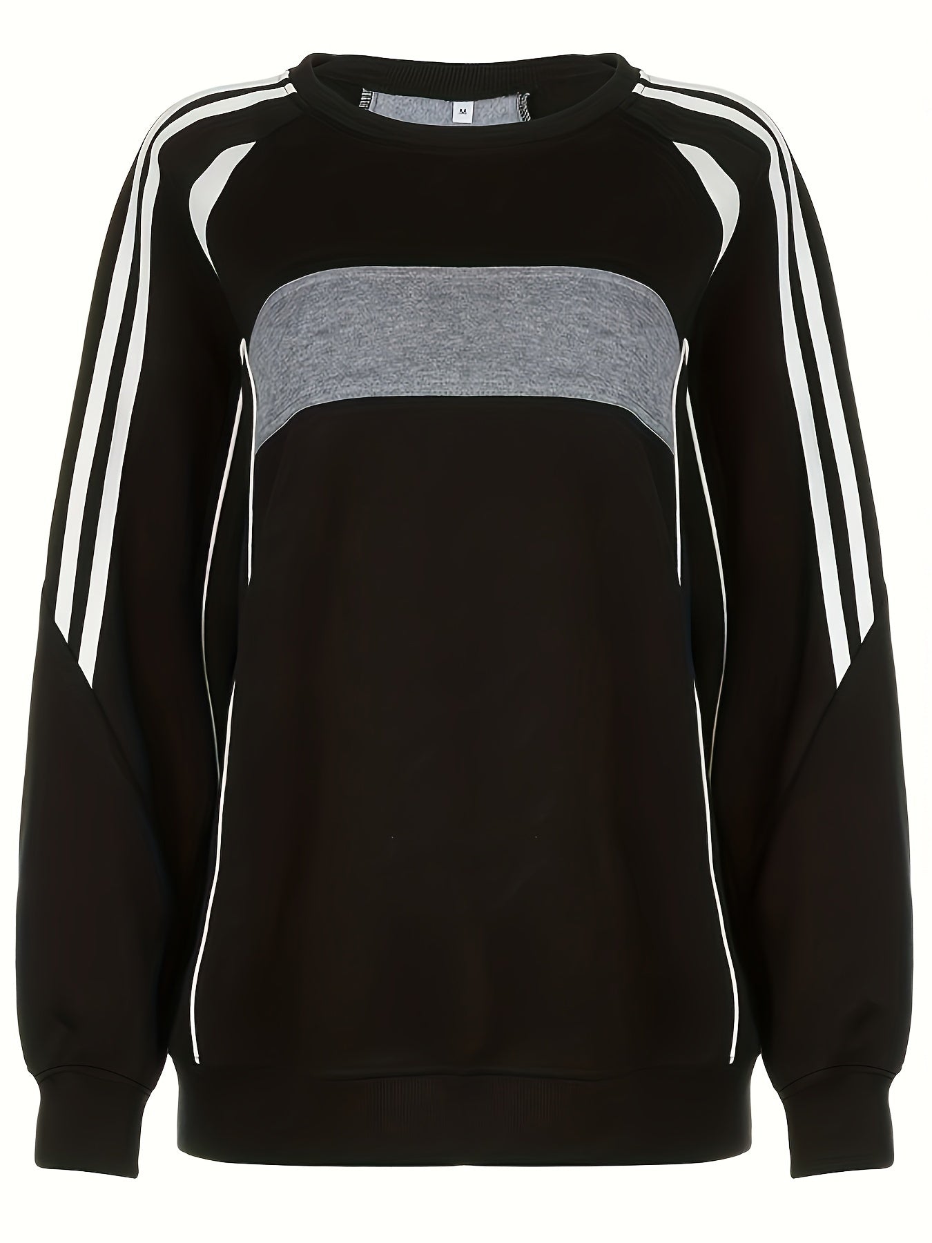 Sixsr Color Block Long Sleeve Crew Neck Sweatshirt, Loose Pullover Sports Top, Women's Clothing