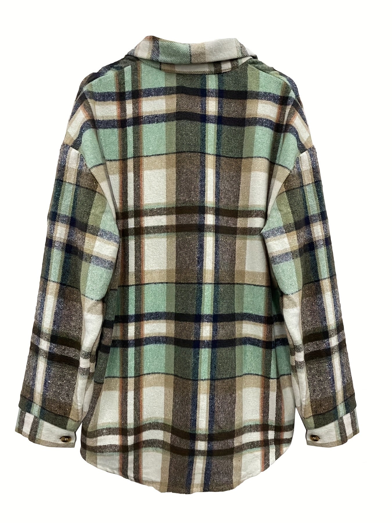 Sixsr Plaid Print Shacket Jacket, Casual Button Front Long Sleeve Outerwear, Women's Clothing