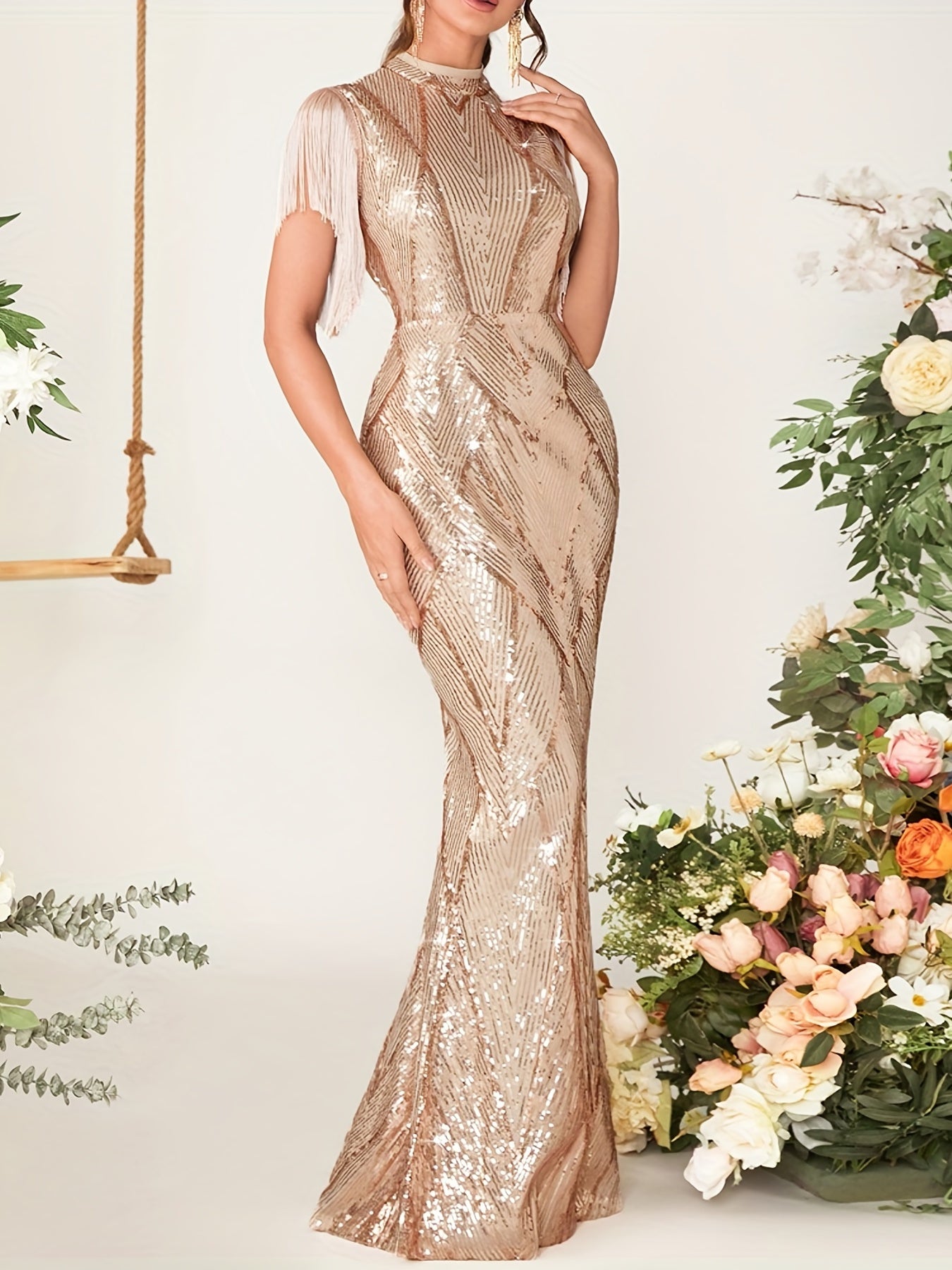 Elegant Mermaid Tassel Hem Bridesmaid Dress for Wedding Party - Perfect Women's Clothing