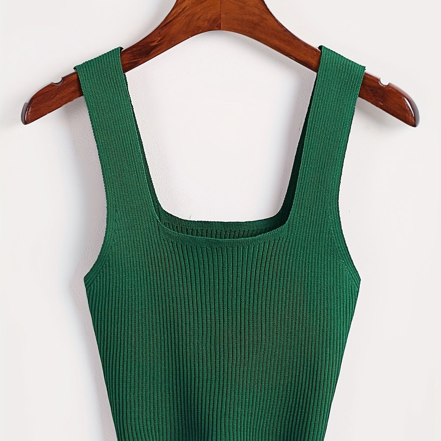 Sixsr Solid Cropped Rib Knitted Vest, Elegant Sleeveless Summer Stretchy Vest, Women's Clothing