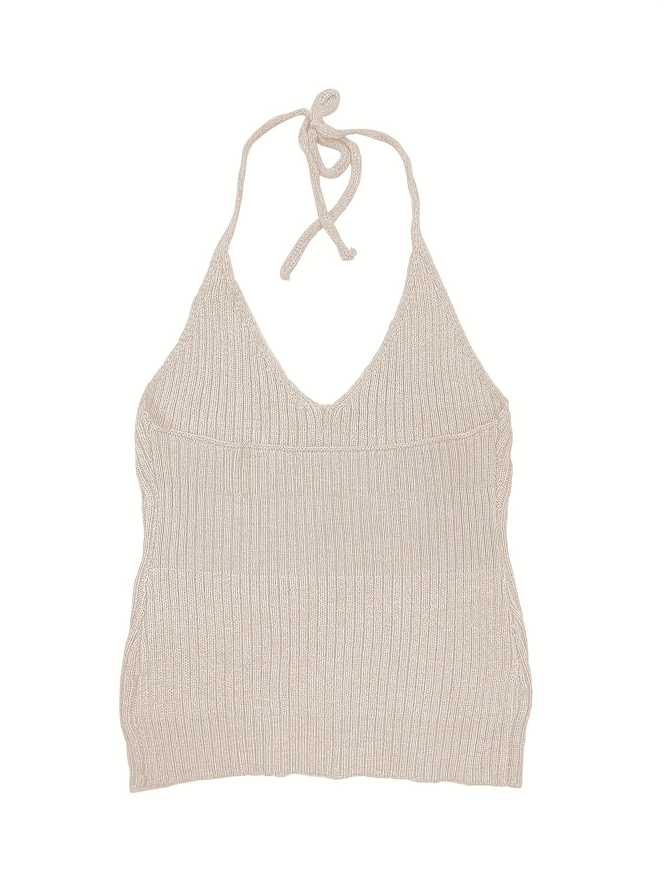 Sixsr Ribbed Halter Top, Sleeveless Y2K Casual Top For Summer & Spring, Women's Clothing