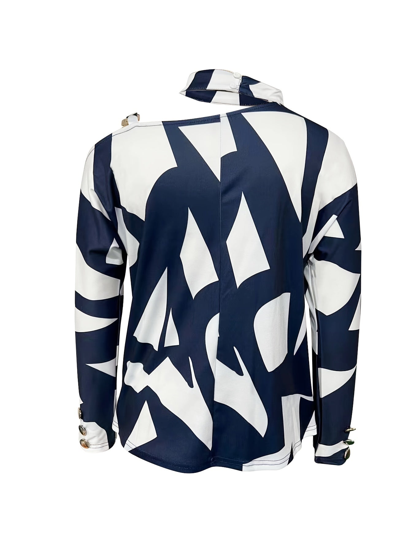 Sixsr Off Shoulder Graphic Print Chain Long Sleeve Pullover, Casual Loose Comfy Stylish Irregular Sweatshirt, Women's Clothing