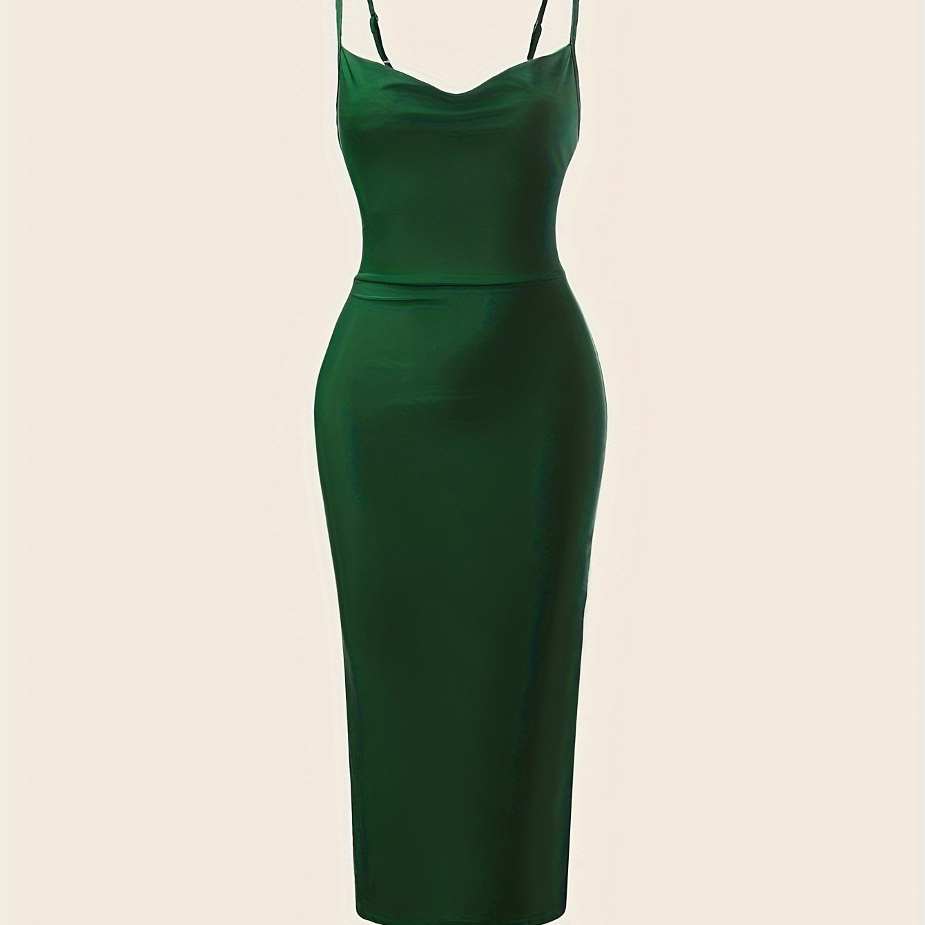 Solid Spaghetti Strap Dress, Elegant Sleeveless Cami Dress For Spring & Summer, Women's Clothing