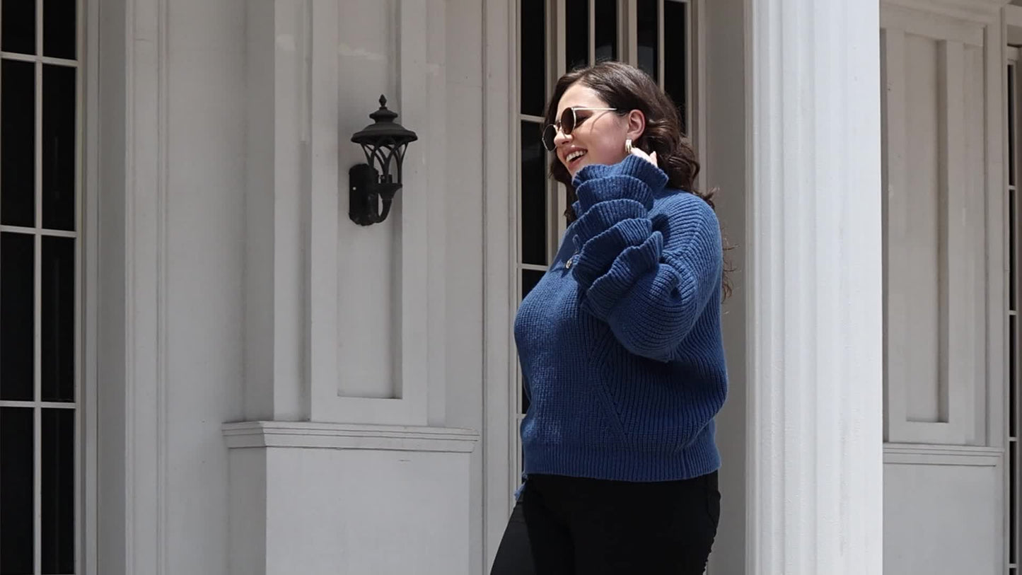 Sixsr Plus Size Elegant Sweater, Women's Plus Solid Layered Sleeve Round Neck Pullover Sweater