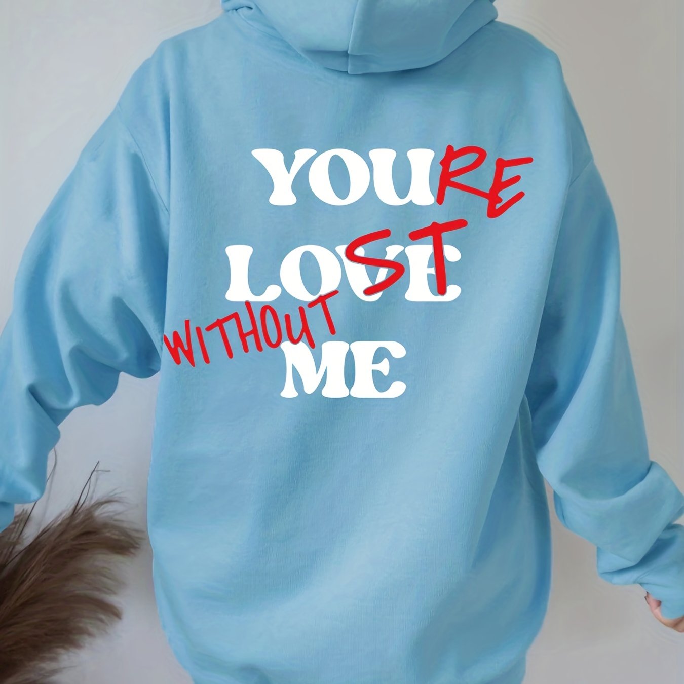 Sixsr Letter Print Back Hoodies, Casual Kangaroo Pocket Long Sleeve Sweatshirt, Women's Clothing