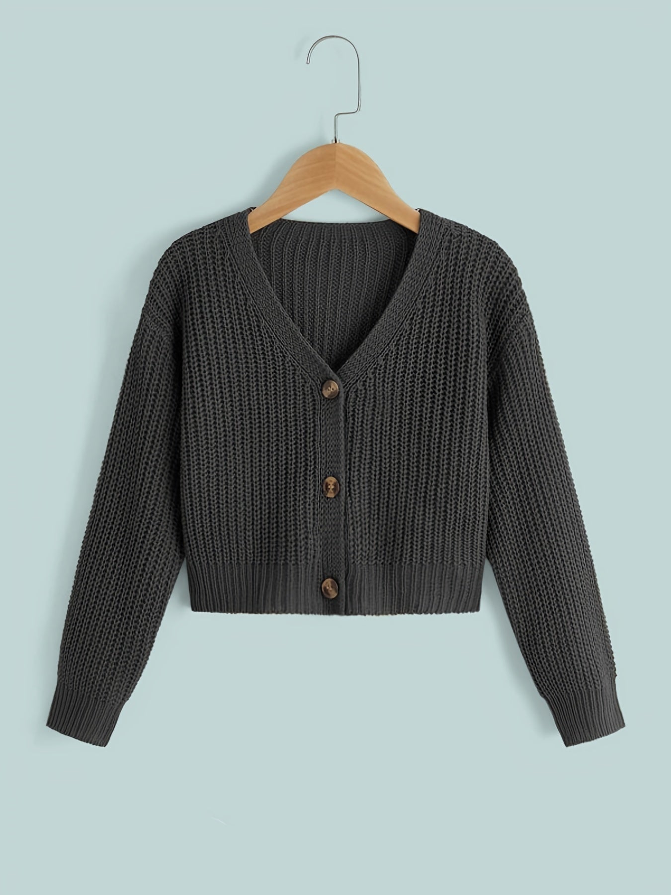 Sixsr Girls Casual & Elegant Ribbed Button Up Cardigan Long Sleeve Sweater For Spring And Autumn