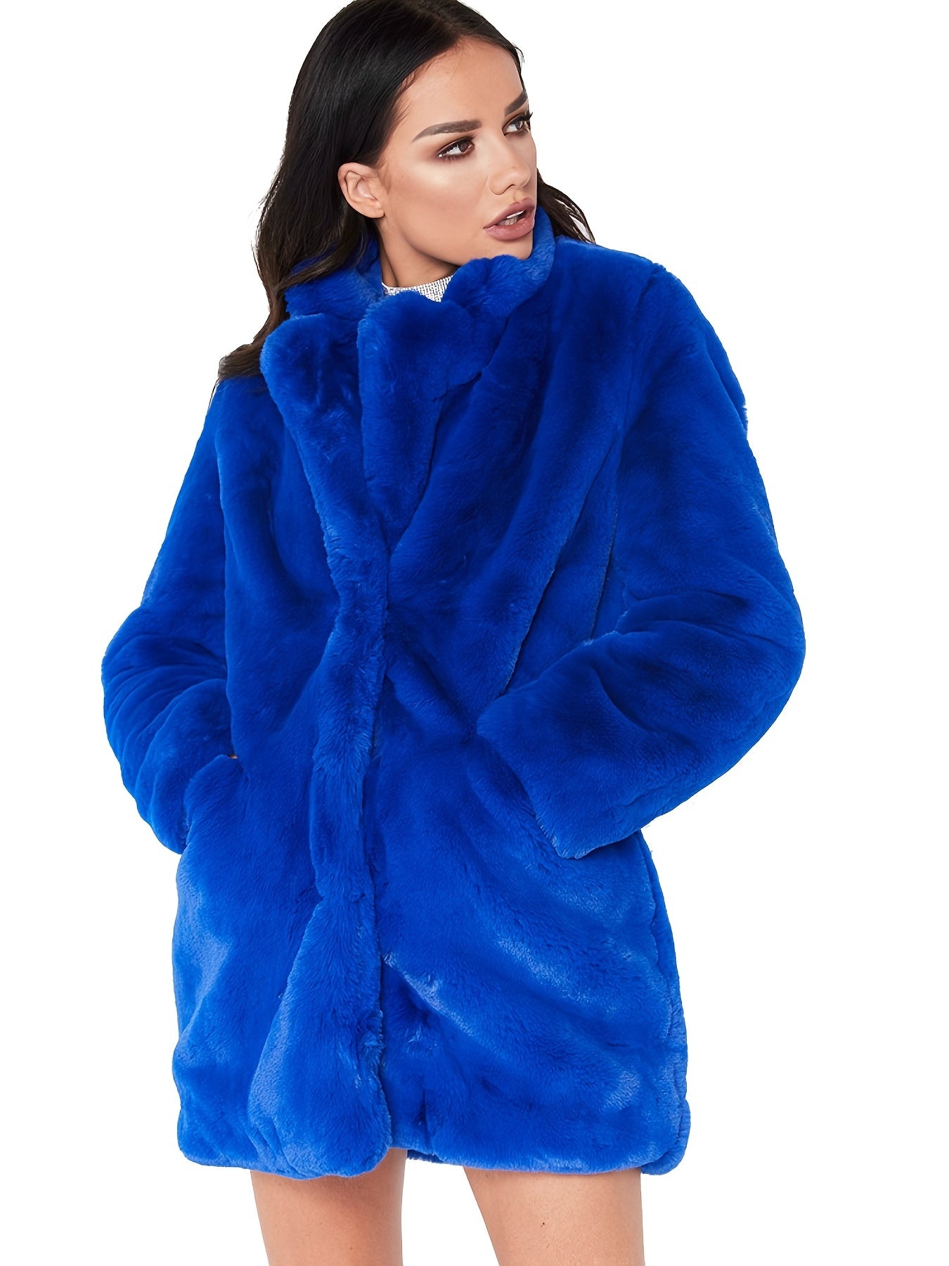 Sixsr Winter Warm Plush Loose Coat, Casual Long Sleeve Fashion Teddy Outerwear, Women's Clothing