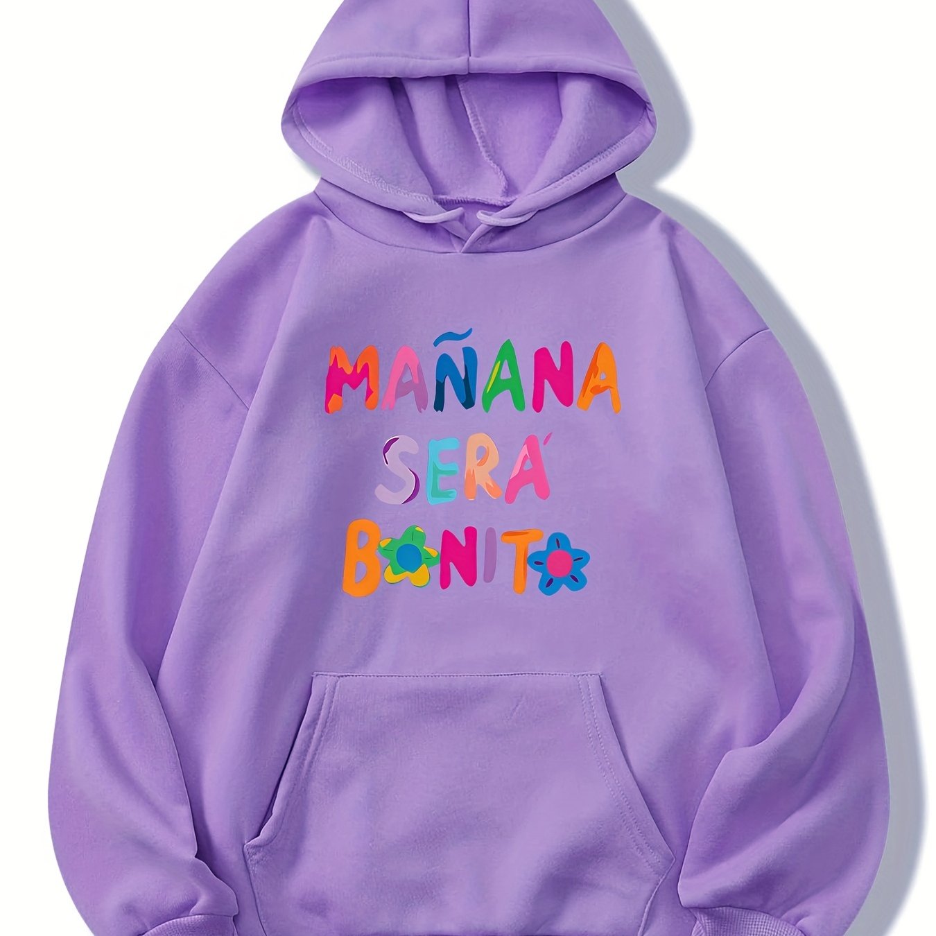Sixsr Letter Print Hoodie, Long Sleeve Solid Casual Sweatshirt, Women's Clothing