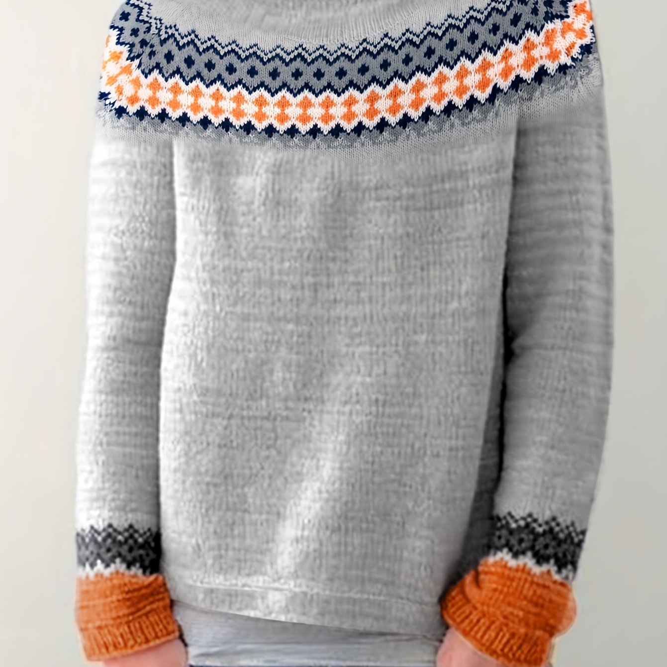 Sixsr Color Block Crew Neck Pullover Sweater, Casual Long Sleeve Sweater For Fall & Winter, Women's Clothing