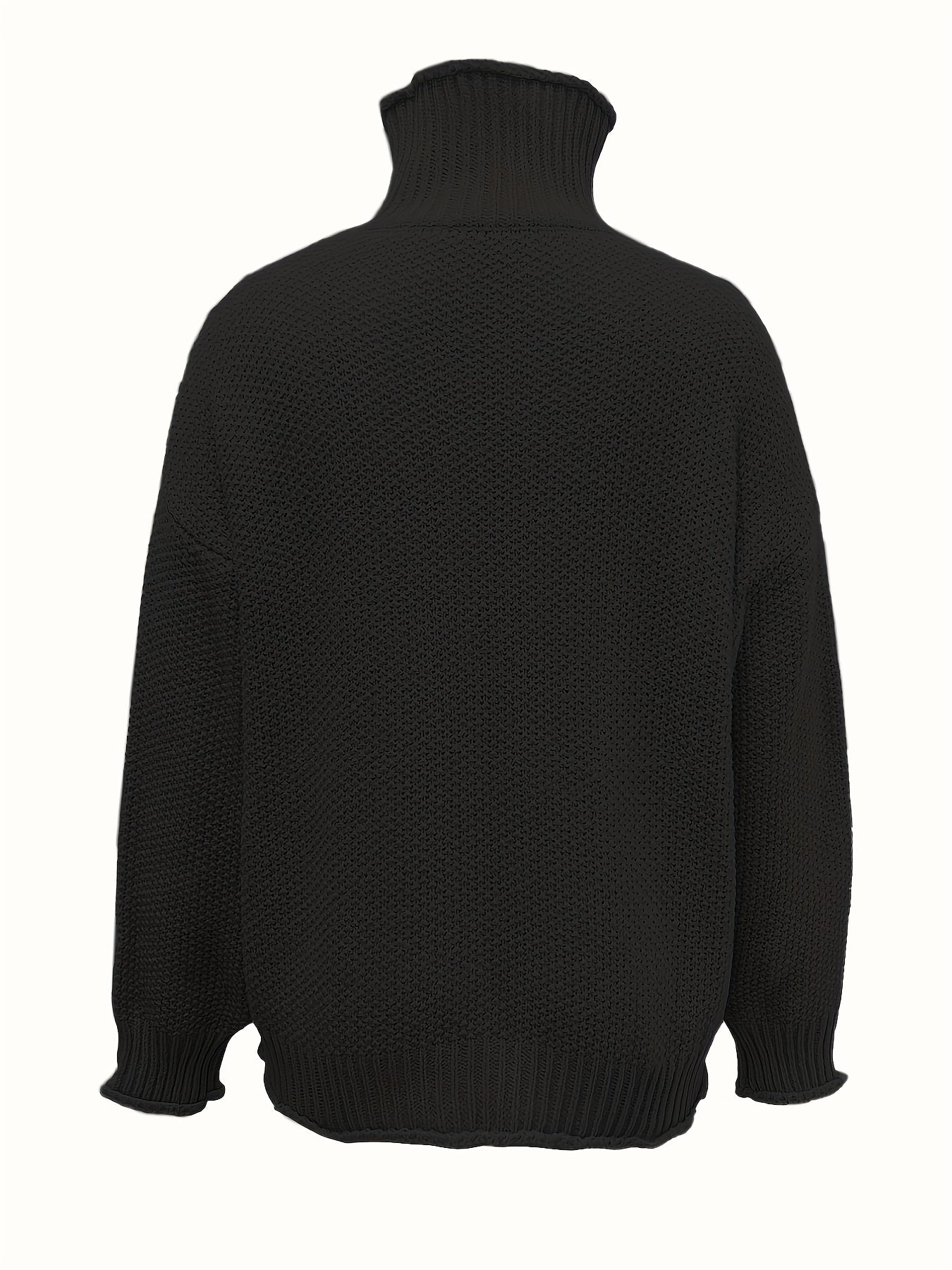 Sixsr Solid Turtle Neck Pullover Sweater, Casual Long Sleeve Sweater For Fall & Winter, Women's Clothing