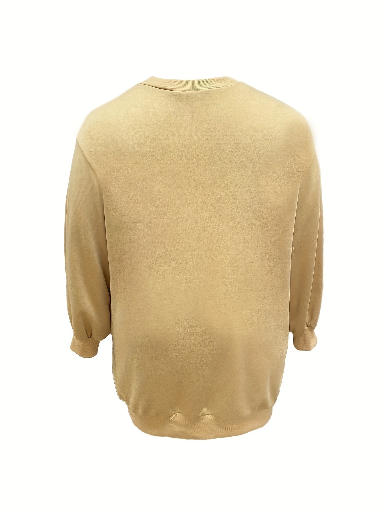 Sixsr Plus Size Casual Sweatshirt, Women's Plus Solid Long Sleeve Round Neck Slight Stretch Pullover Sweatshirt